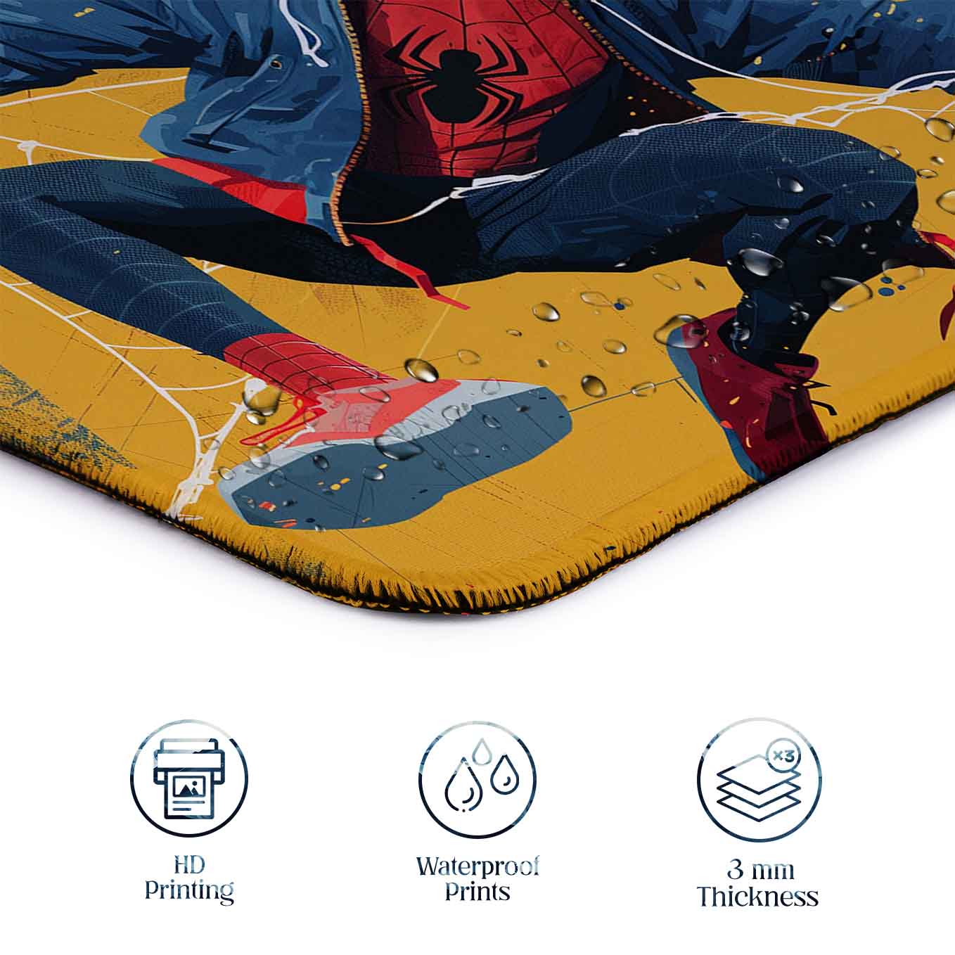 Spiderman Set of 2 Stitched Gaming Mouse Pads with Anti-Slip Rubber Base and Waterproof Surface