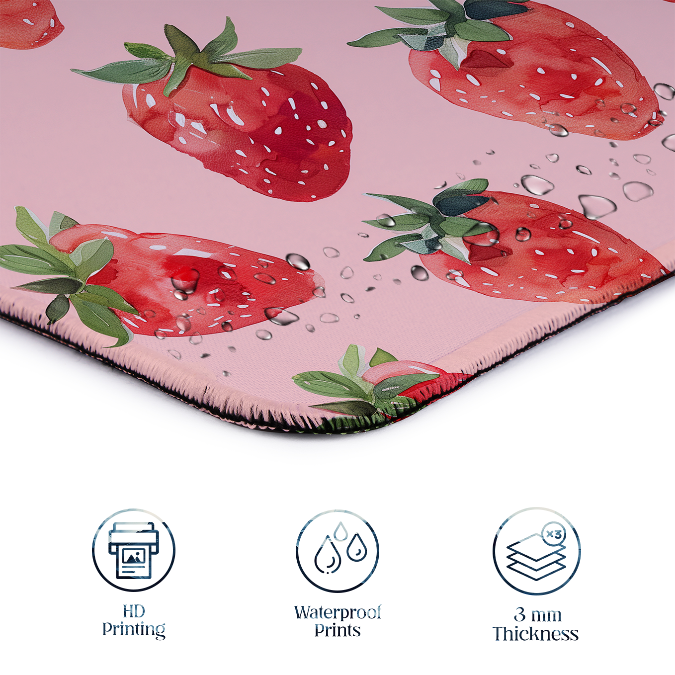 Tropical Fruit – Set of 2 Stitched Gaming Mouse Pads with Anti-Slip Rubber Base and Waterproof Surface