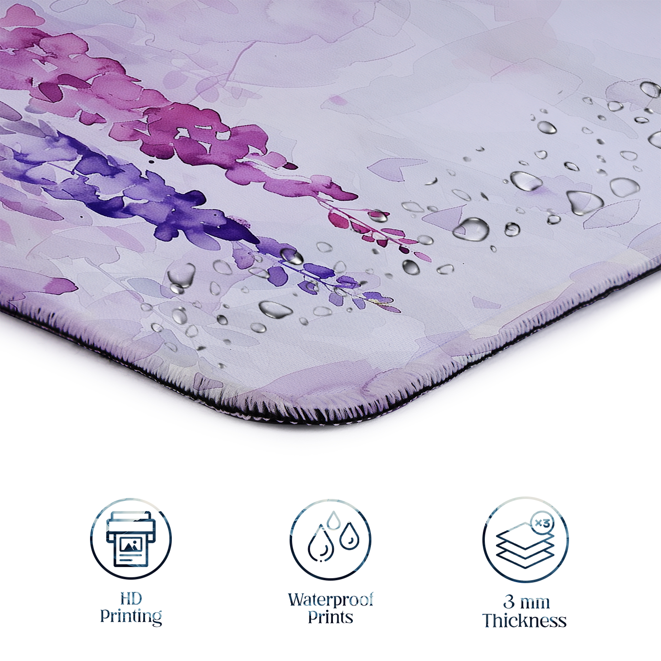 Wisteria Floral Hangings – Set of 2 Stitched Gaming Mouse Pads with Anti-Slip Rubber Base and Waterproof Surface