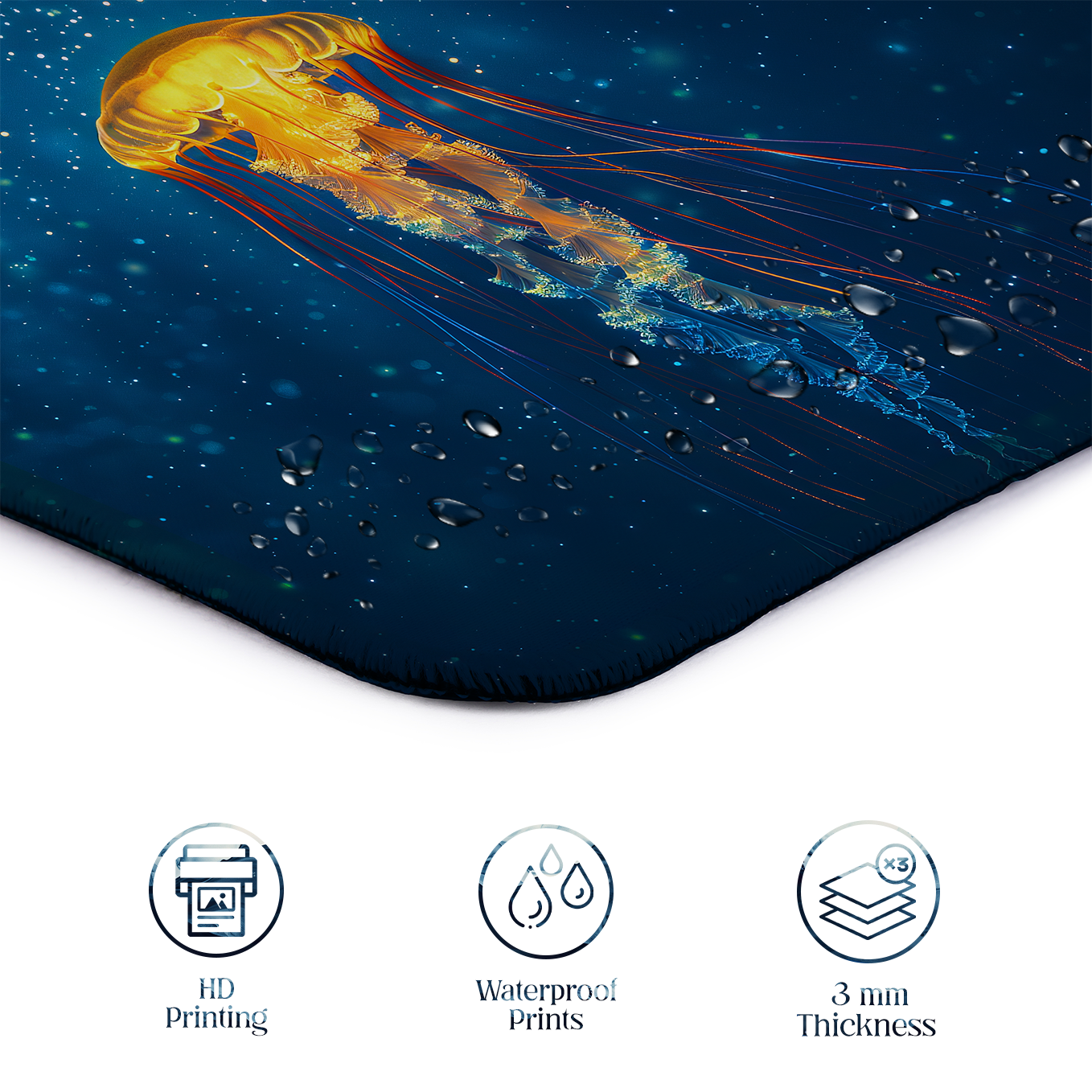 Deep Sea Wonders – Set of 2 Stitched Gaming Mouse Pads with Anti-Slip Rubber Base and Waterproof Surface