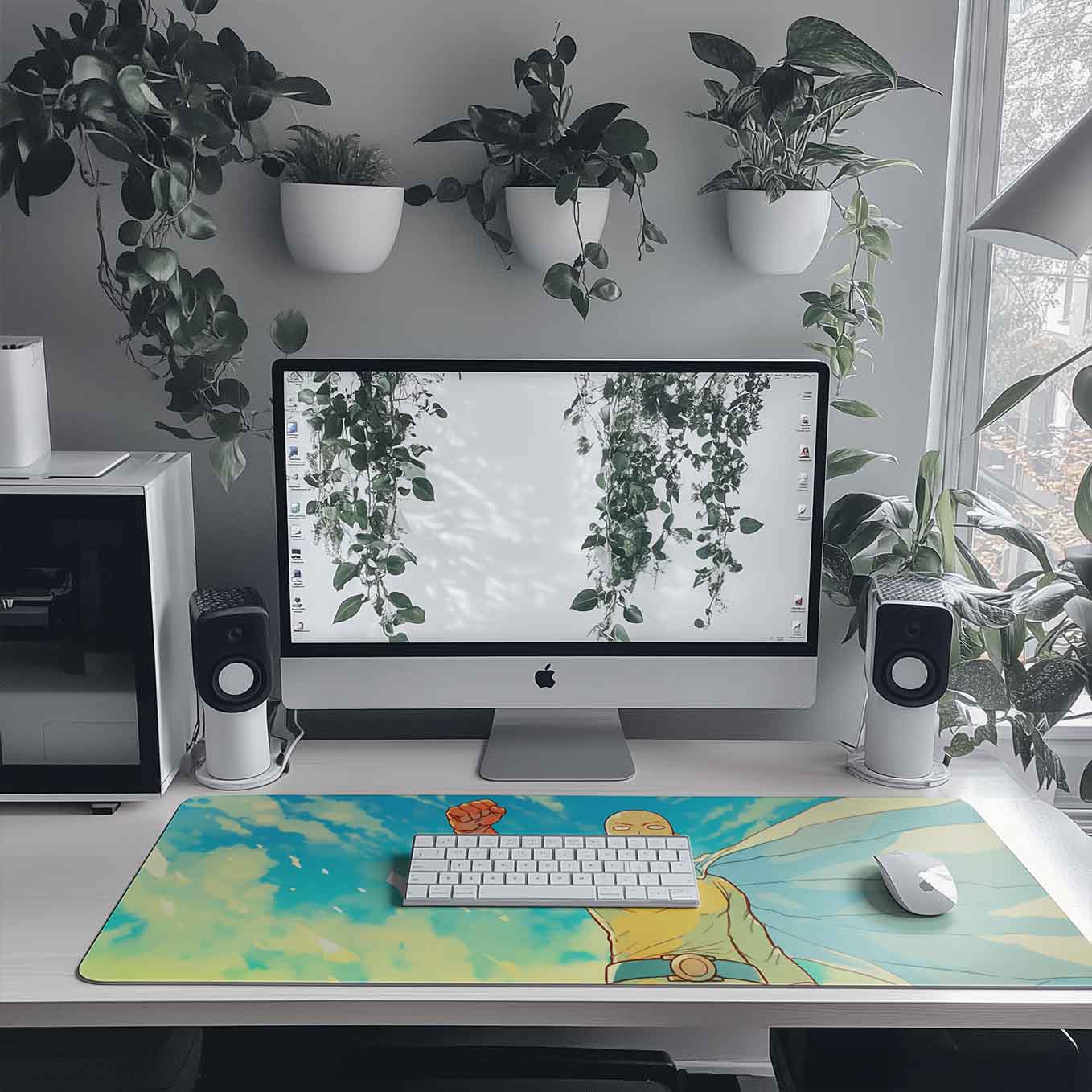 One Punch Man Saitama XXXL Deskpad – 36x14 Inches Extra Large Mouse Pad with Non-Slip Rubber base, Stitched Edges, Waterproof Surface – Ideal for Gaming and Office Desk