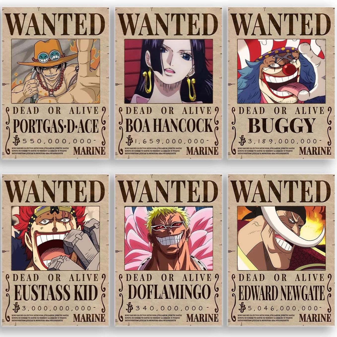One piece Set of 20 wanted posters Luffy gear 5, Free Stickers (A4 size, 370 GSM) Post wano arc posters, double sided tape