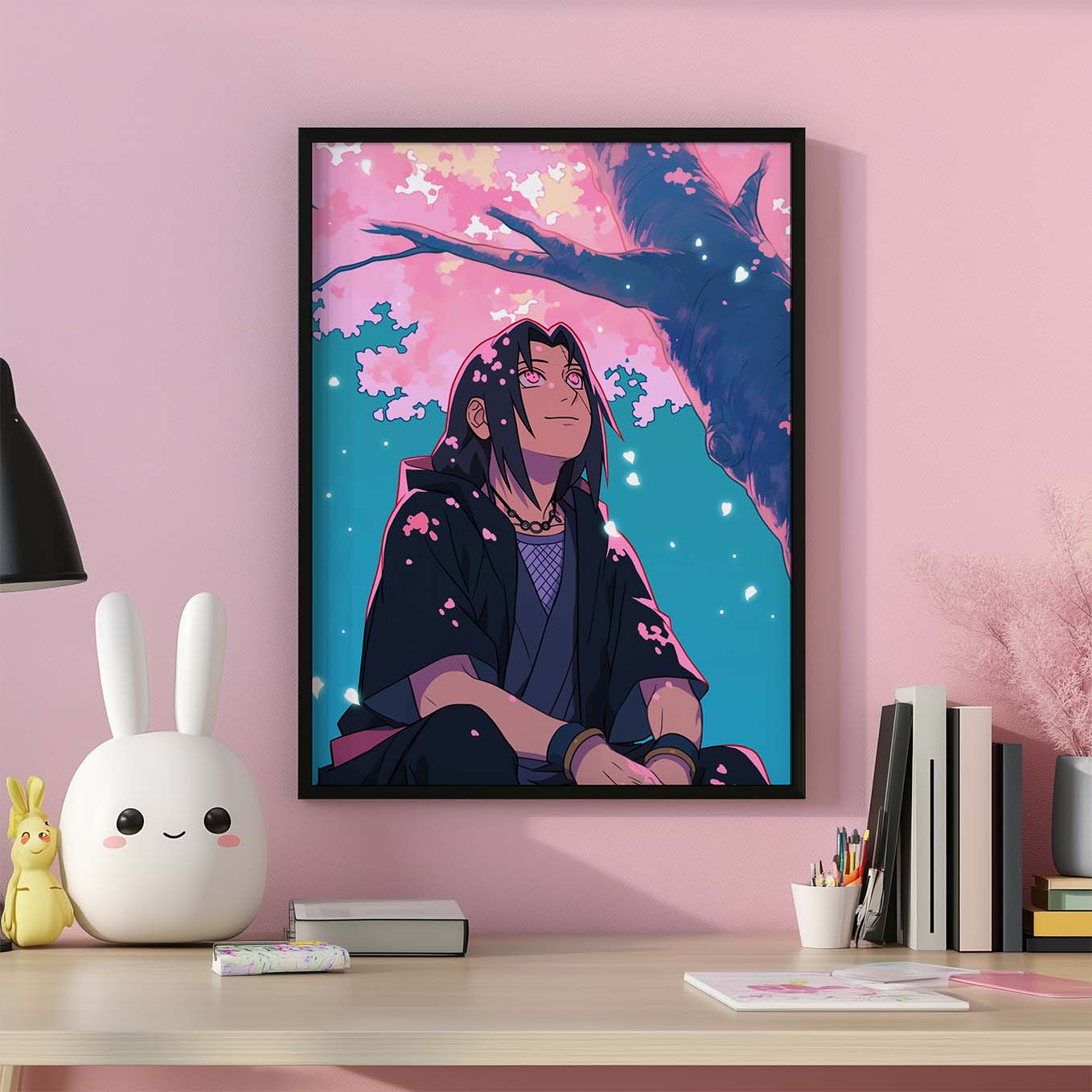 Itachi Uchiha Cherry Blossom Poster art framed 12x18-Inch, Plexi-Glass