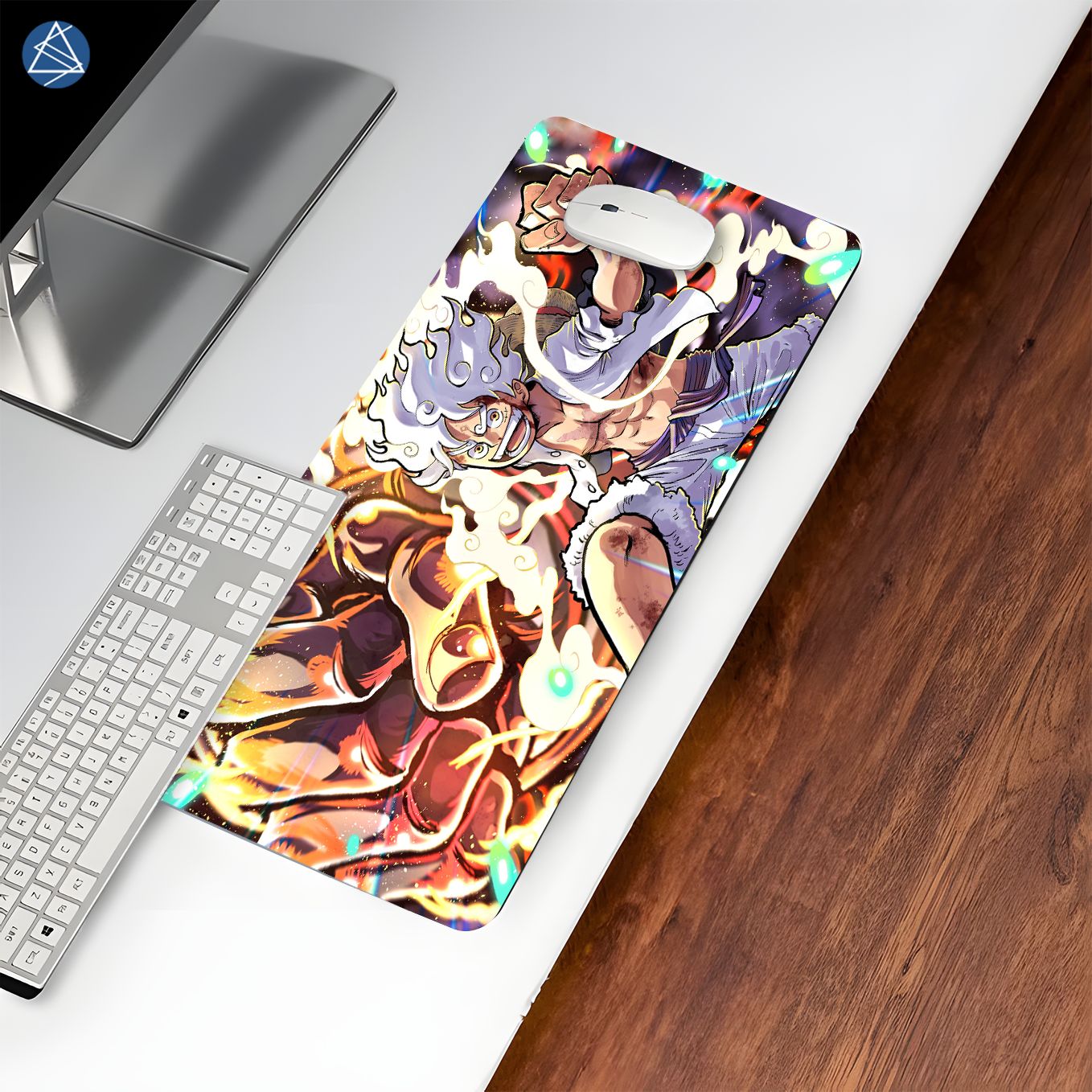 One Piece Luffy Gear 5 JoyBoy Mouse Pad - 23.6 x 11 Inches Desk Pad - Gaming and Workstation Mat for Sun God Nika Fans - Non-Slip Rubber Base - Smooth Surface for Precise Control