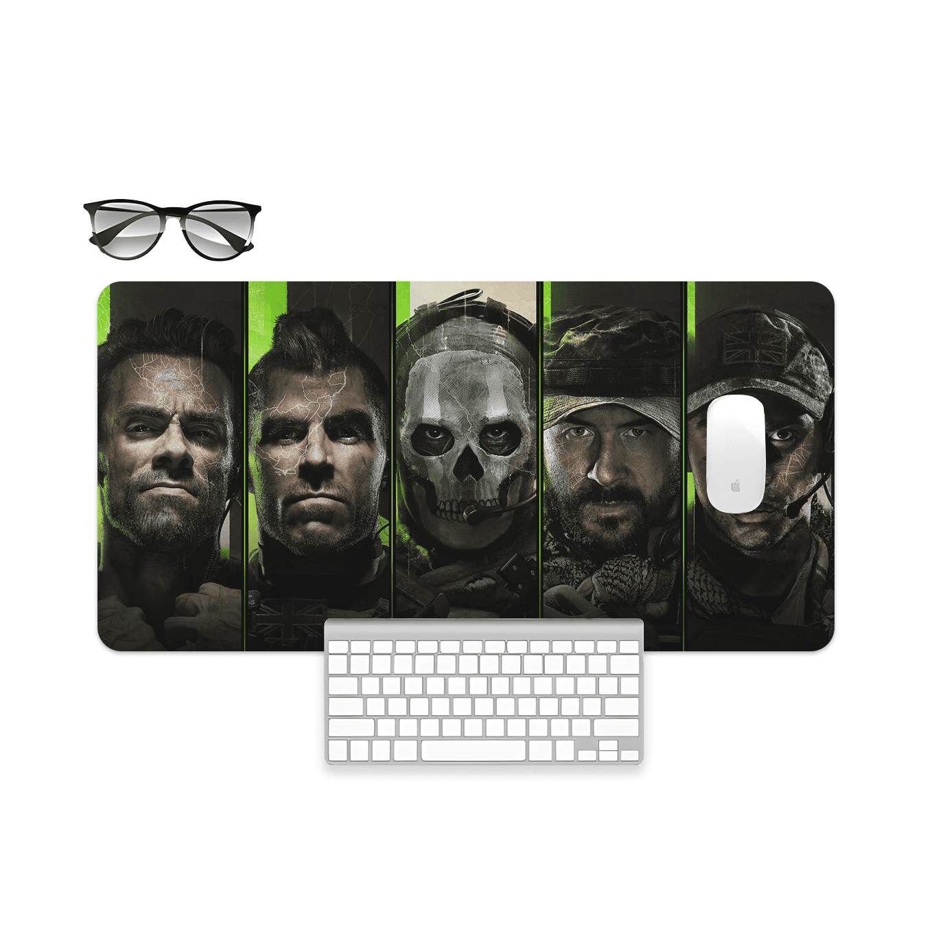 Call of Duty MW2 Ghost Art Mouse Pad - 23.6 x 11 Inches Desk Pad - Gaming and Workstation Mat for Action Fans - Non-Slip Rubber Base - Smooth Surface for Precise Control