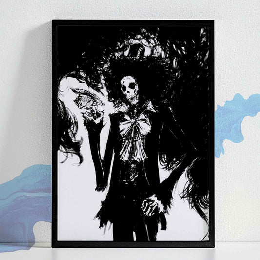 One Piece Soul King Brook Poster Art Framed (12x18-Inch, Plexi-Glass, Textured Frame)