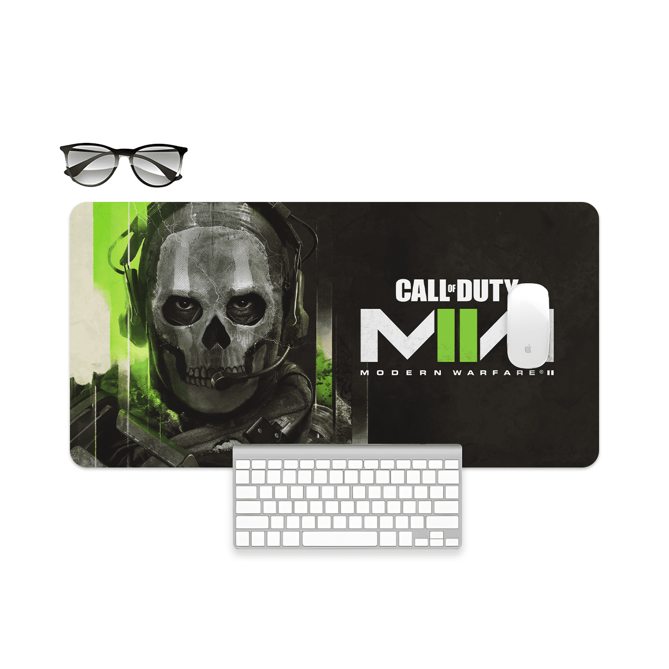 Call of duty Ghost Action Franchise Art Mouse Pad - 23.6 x 11 Inches Desk Pad - Gaming and Workstation Mat for Shooting games Fans - Non-Slip Rubber Base - Smooth Surface for Precise Control