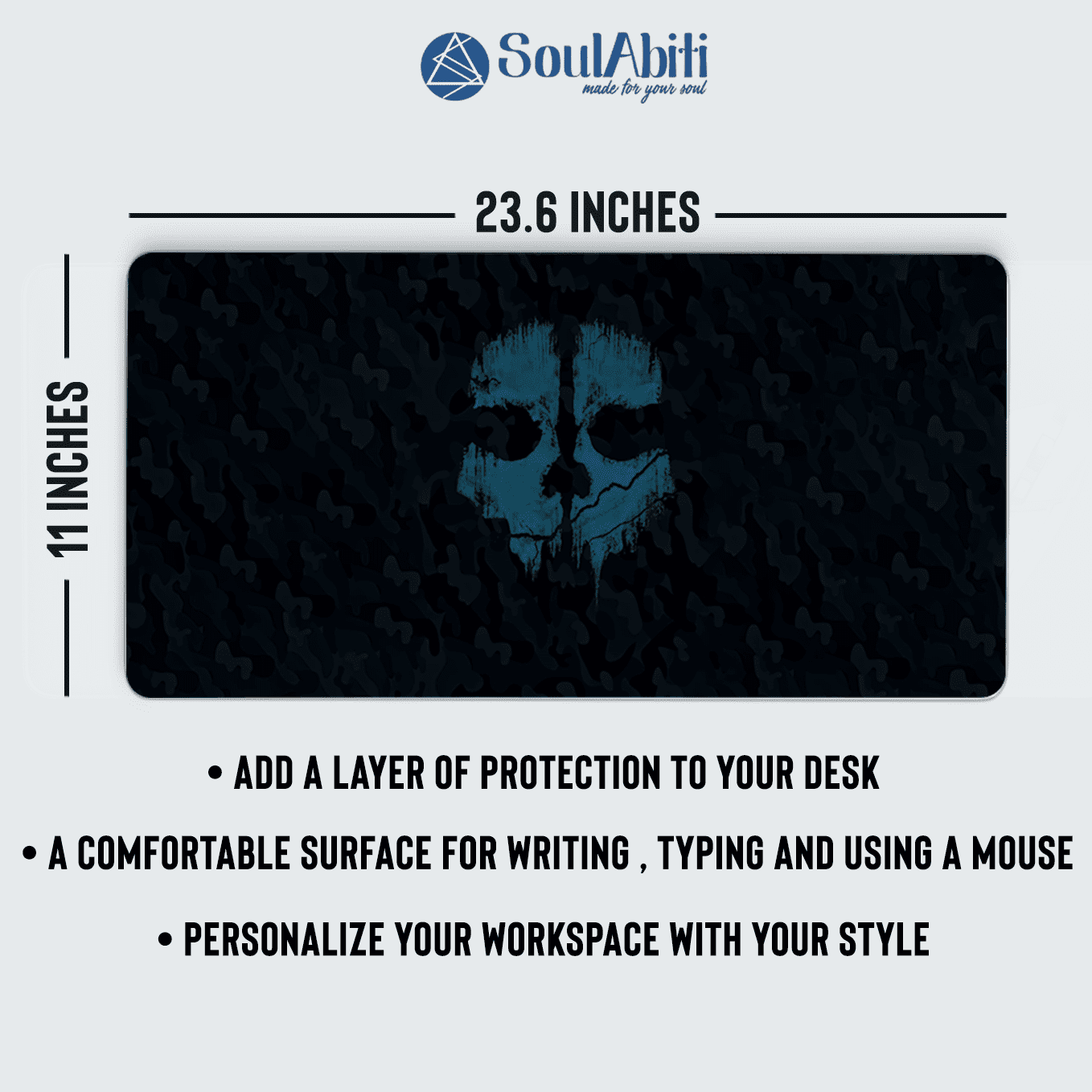 Call of Duty MW Ghost Action Art Mouse Pad - 23.6 x 11 Inches Desk Pad - Gaming and Workstation Mat for Shooting Games Fans - Non-Slip Rubber Base - Smooth Surface for Precise Control