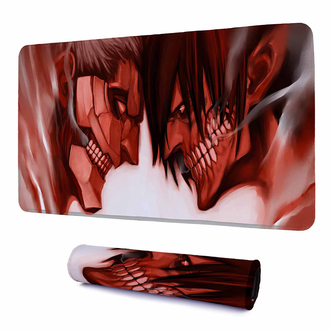 Attack on Titan Mouse Pad - 23.6 x 11 Inches Desk Pad - Gaming and Workstation Mat for Attack Titan vs Armor Titan Fans - Non-Slip Rubber Base - Smooth Surface for Precise Control