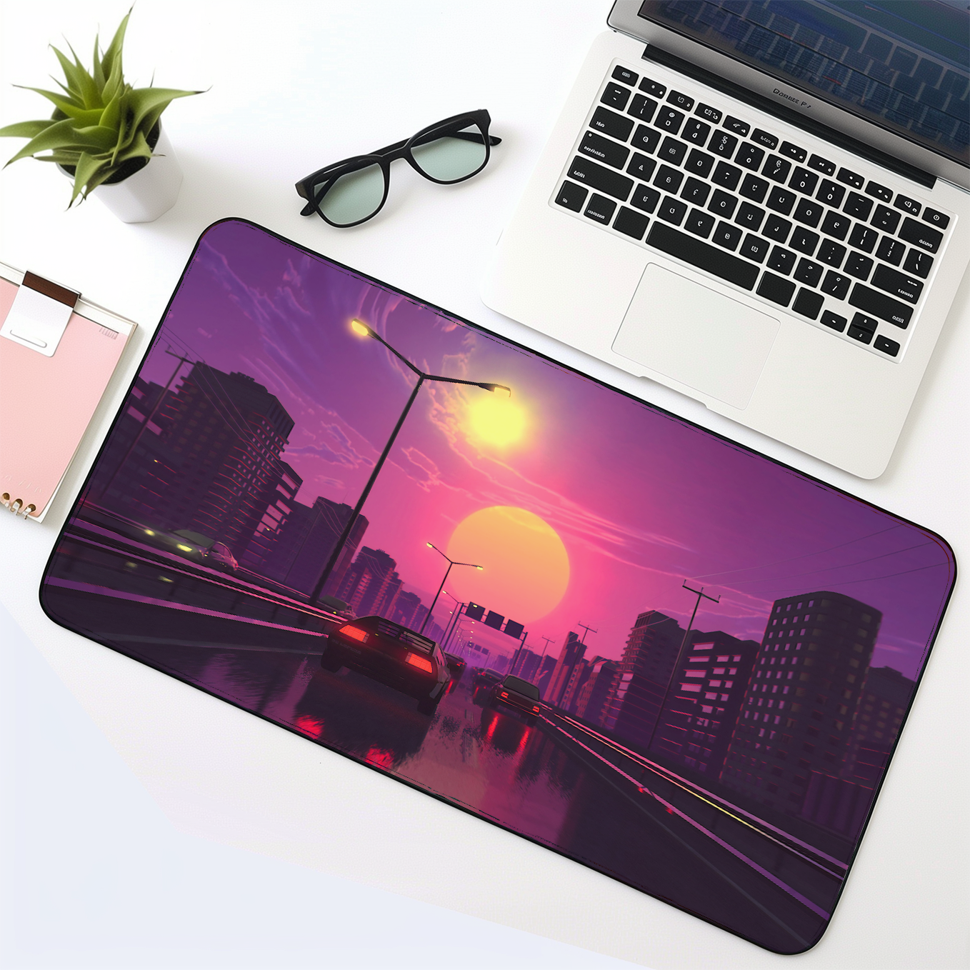 Retro City Super Sports Digital Art Mouse Pad - 23.6 x 11 Inches Desk Pad - Gaming and Workstation Mat for Car Enthusiasts - Non-Slip Rubber Base - Smooth Surface for Precise Control