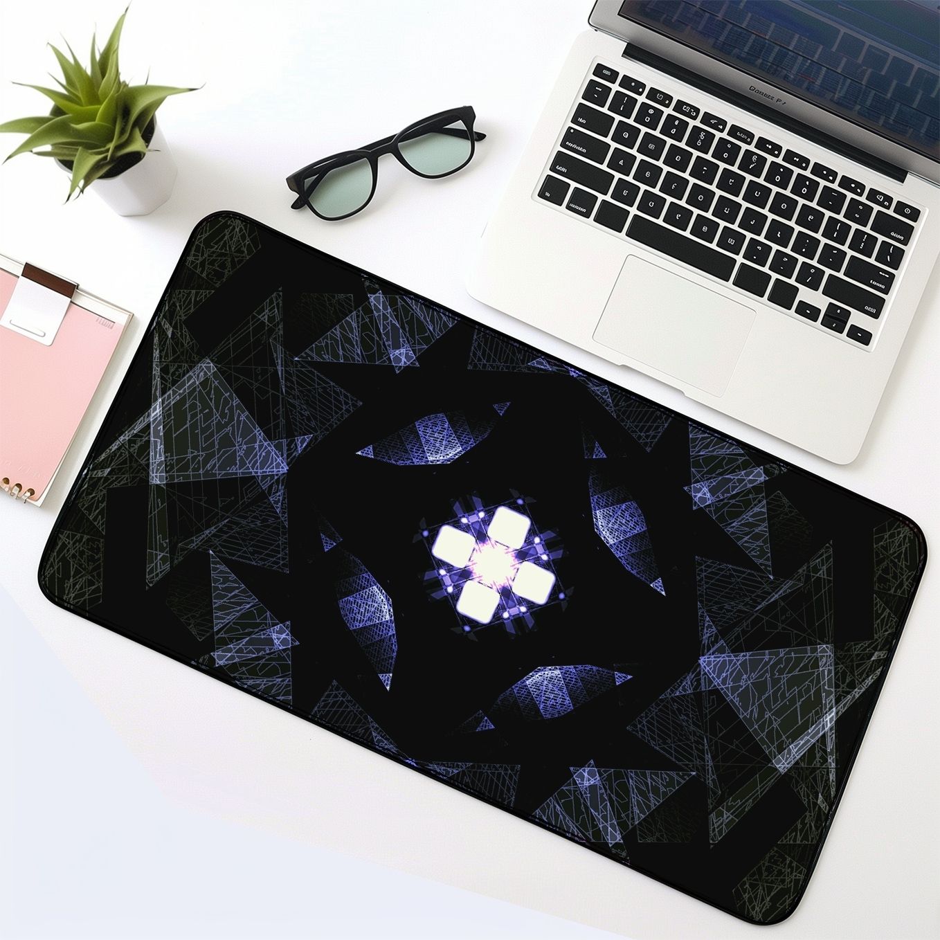 Abstract Lighting Textured Art Mouse Pad - 23.6 x 11 Inches Desk Pad Gaming and Workstation Mat for Art Fans - Non-Slip Rubber Base - Smooth Surface for Precise Control
