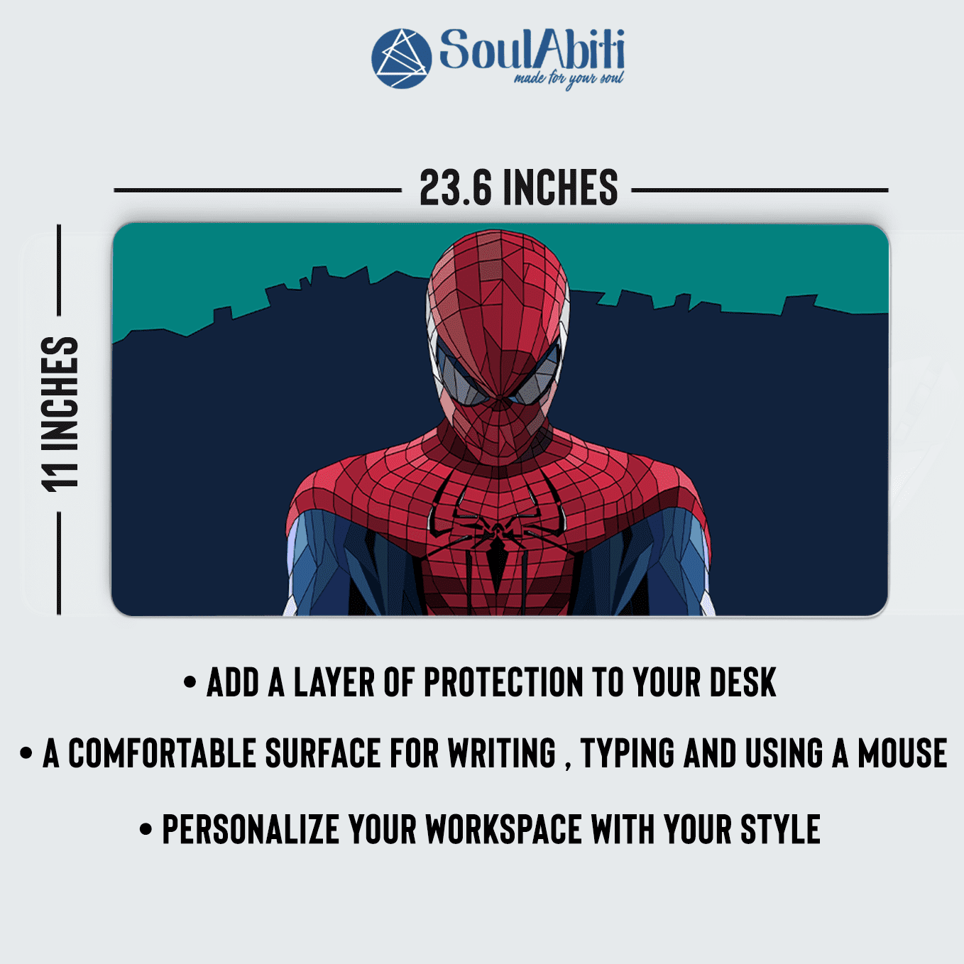 Amazing Spider Man Poly Art Mouse Pad - 23.6 x 11 Inches Desk Pad - Gaming and Workstation Mat for Norse Spiderverse Fans - Non-Slip Rubber Base - Smooth Surface for Precise Control