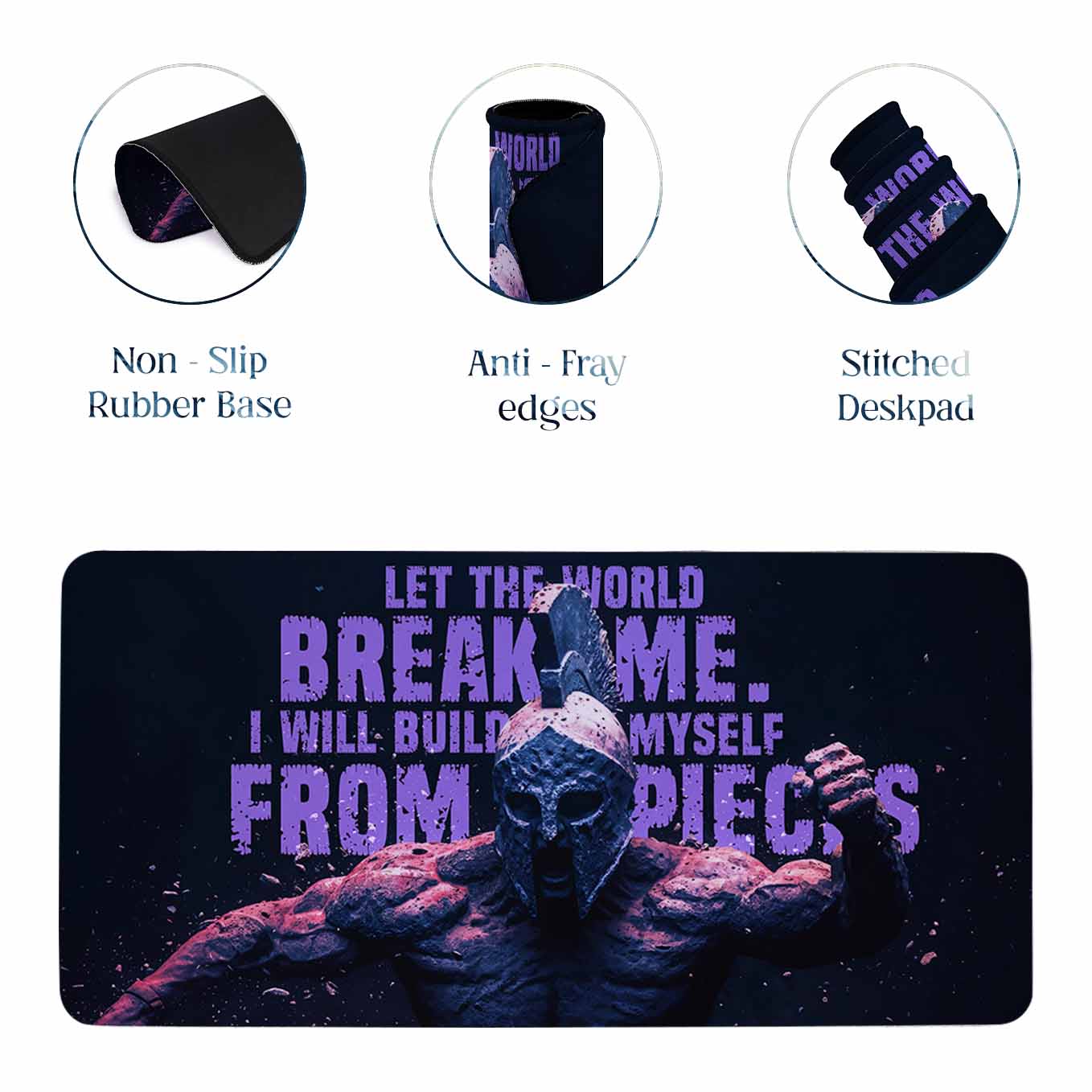 Break Me Gladiator Motivational Deskpad 23.6 x 11 Inches – Warrior Quote Spartan Office and Gaming Setup