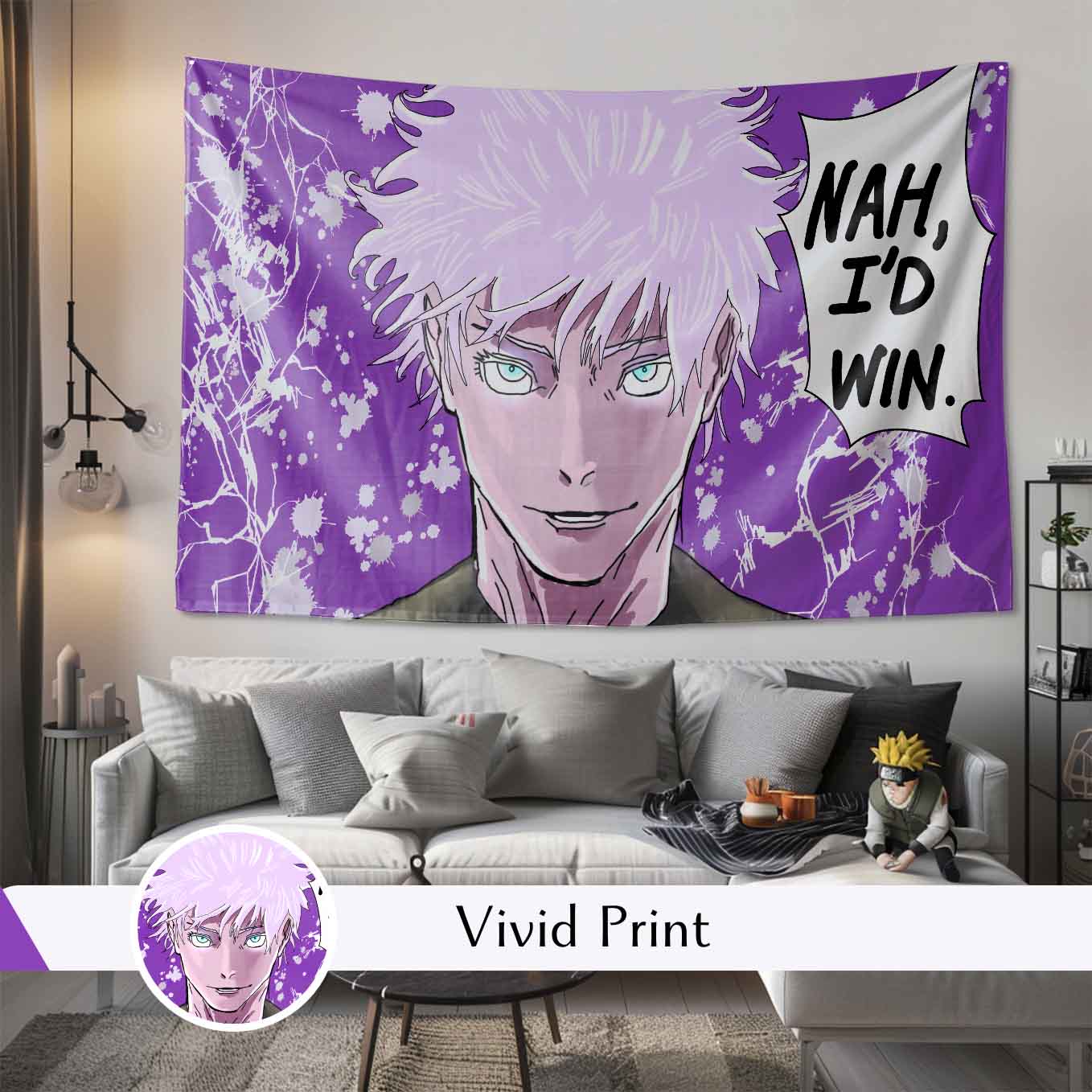Gojo Satoru Anime Tapestry Wall Hanging – Vivid Jujutsu Kaisen Tapestries for Bedroom Living Room (73x43 inch) Premium Polyester Fabric