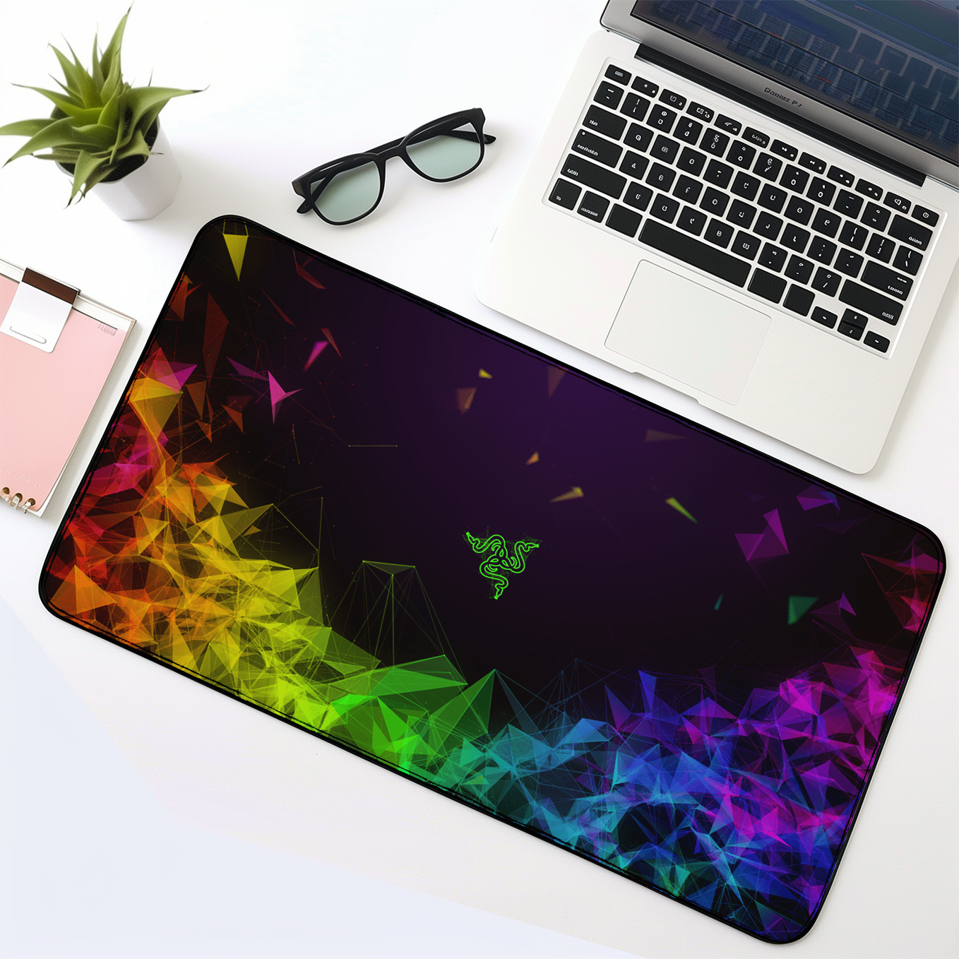 Neon Textured Art Mouse Pad - 23.6 x 11 Inches Desk Pad - Gaming and Workstation Mat for Art Fans - Non-Slip Rubber Base - Smooth Surface for Precise Control