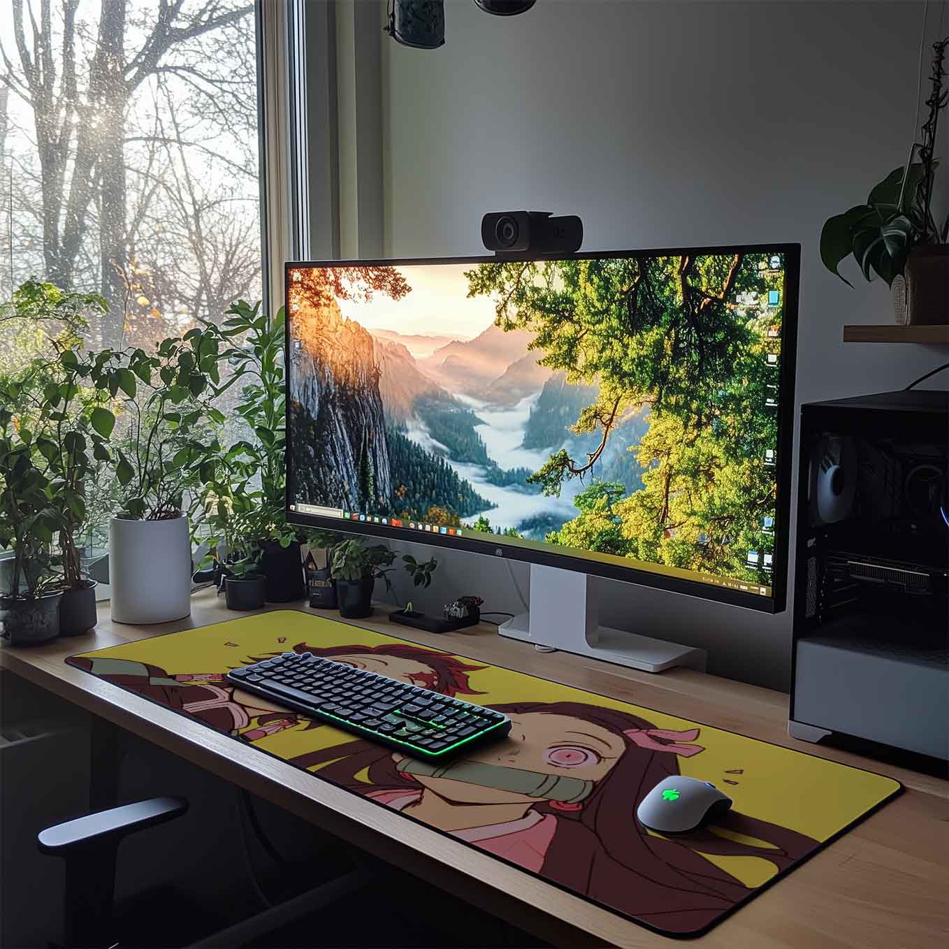 Tanjiro Nezuko XXXL Deskpad – 36x14 Inches Extra Large Mouse Pad with Non-Slip Rubber base, Stitched Edges, Waterproof Surface – Ideal for Gaming and Office Desk