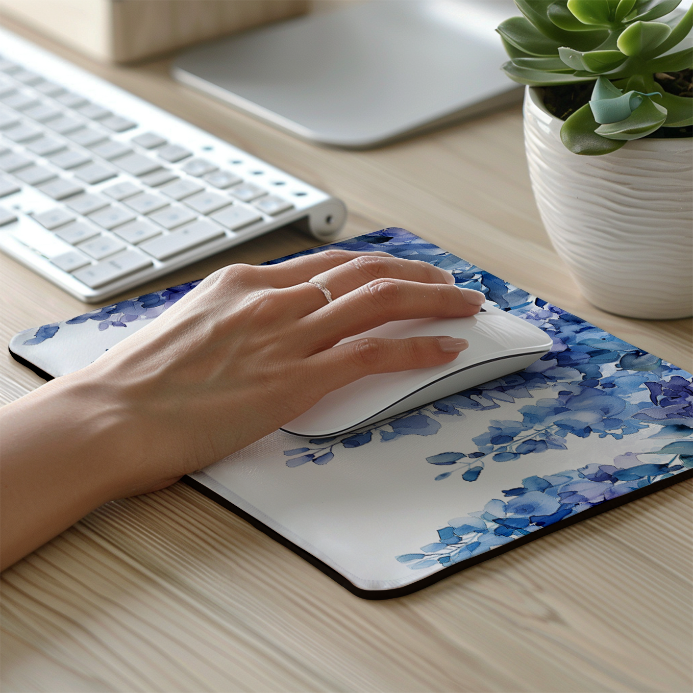 Wisteria Floral Hangings – Set of 2 Stitched Gaming Mouse Pads with Anti-Slip Rubber Base and Waterproof Surface