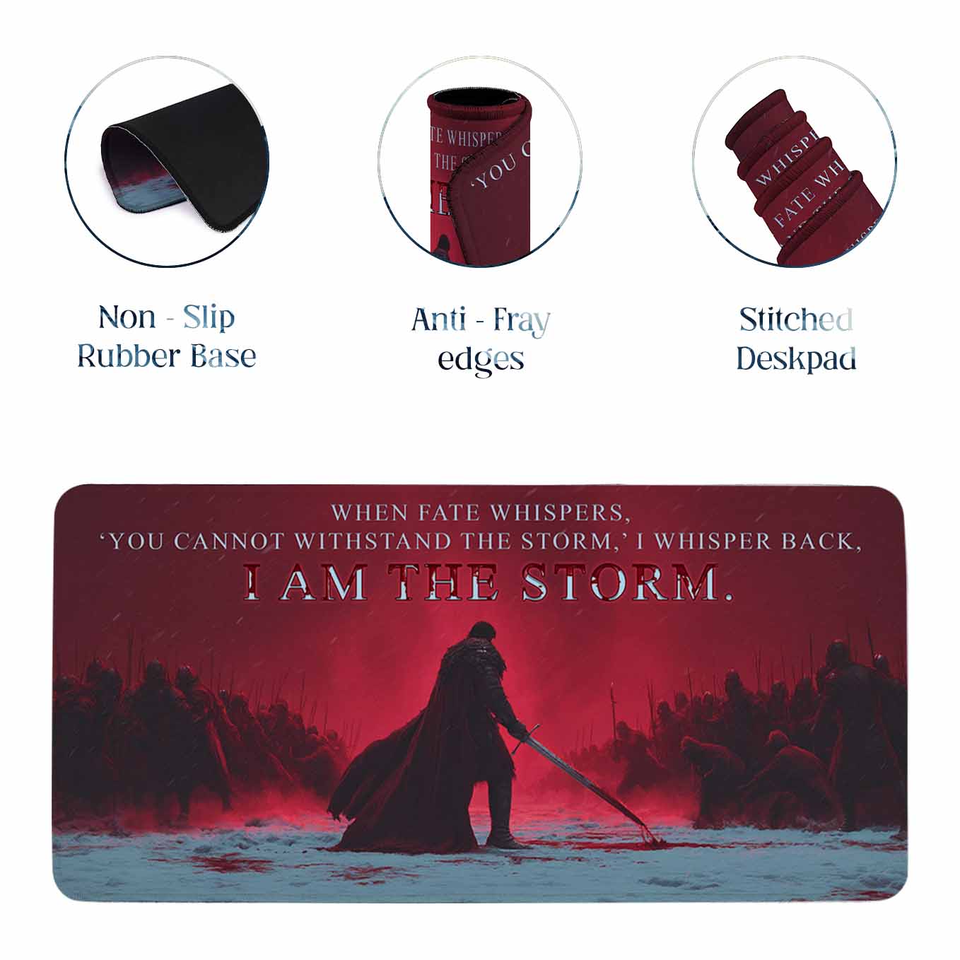 I Am the Storm Warrior Deskpad 23.6 x 11 Inches – Red Battle Design for Strength & Resilience Office and Gaming Setup