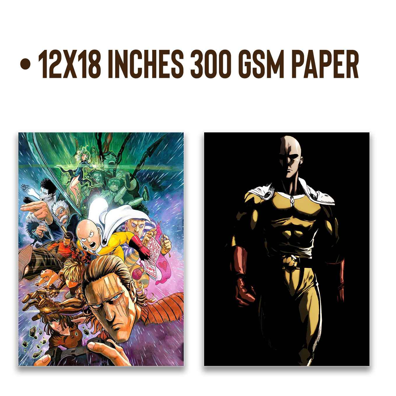 One Punch Man set of 10 Portrait posters ( 12x18, 350 GSM ) Comes with double sided tape