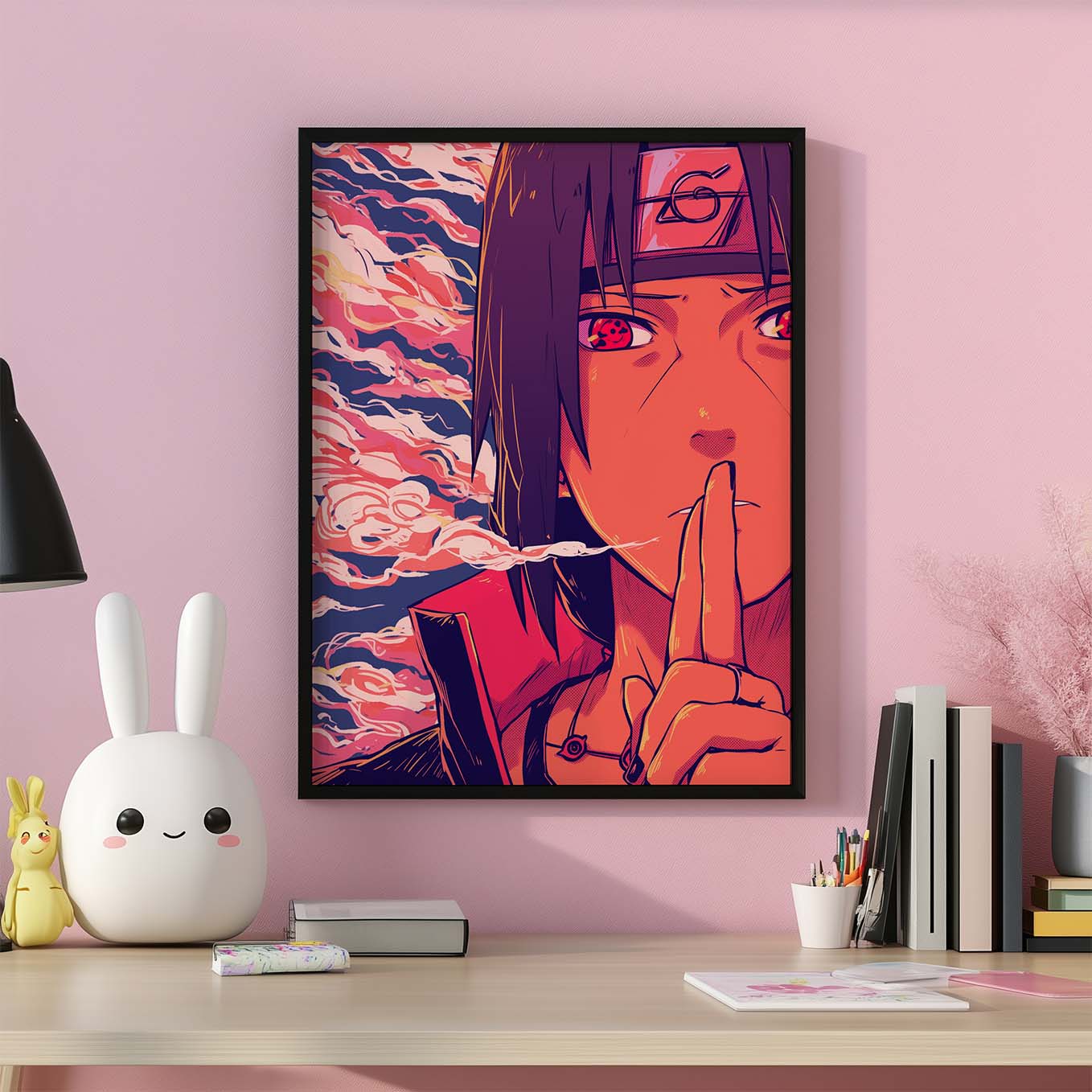 Itachi Uchiha Ninja Poster art framed 12x18-Inch, Plexi-Glass