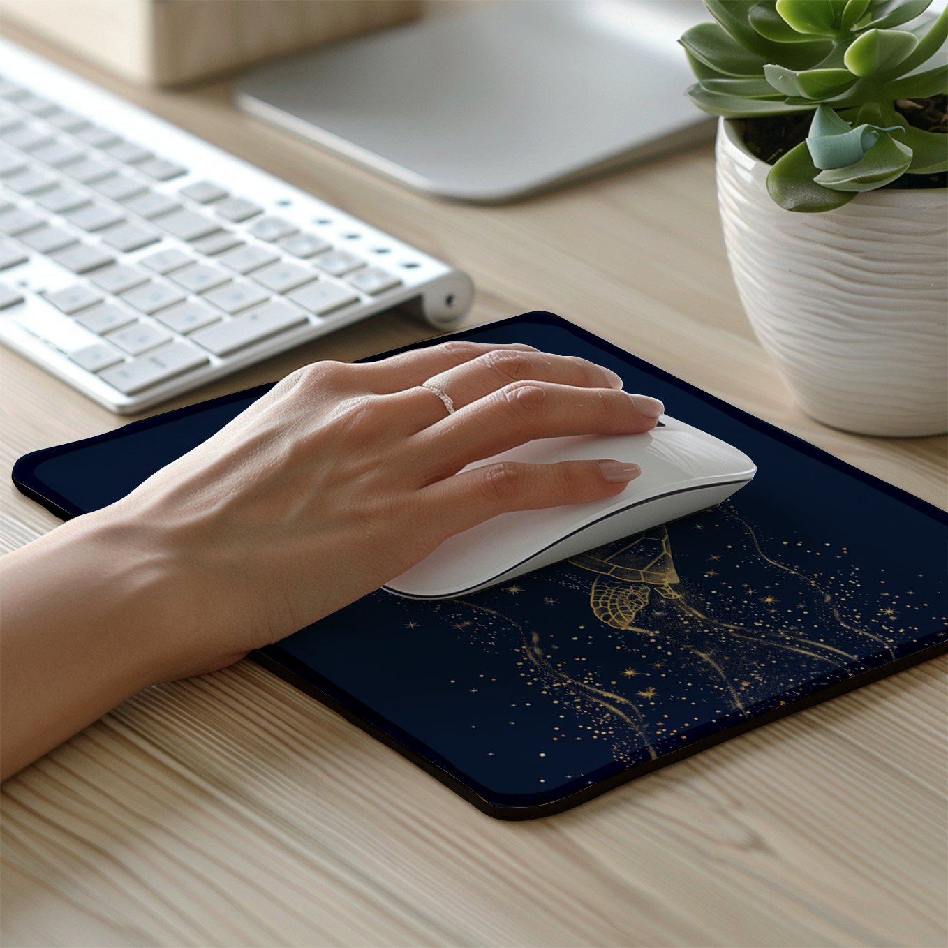 Golden Ocean Art – Set of 2 Stitched Gaming Mouse Pads with Anti-Slip Rubber Base and Waterproof Surface