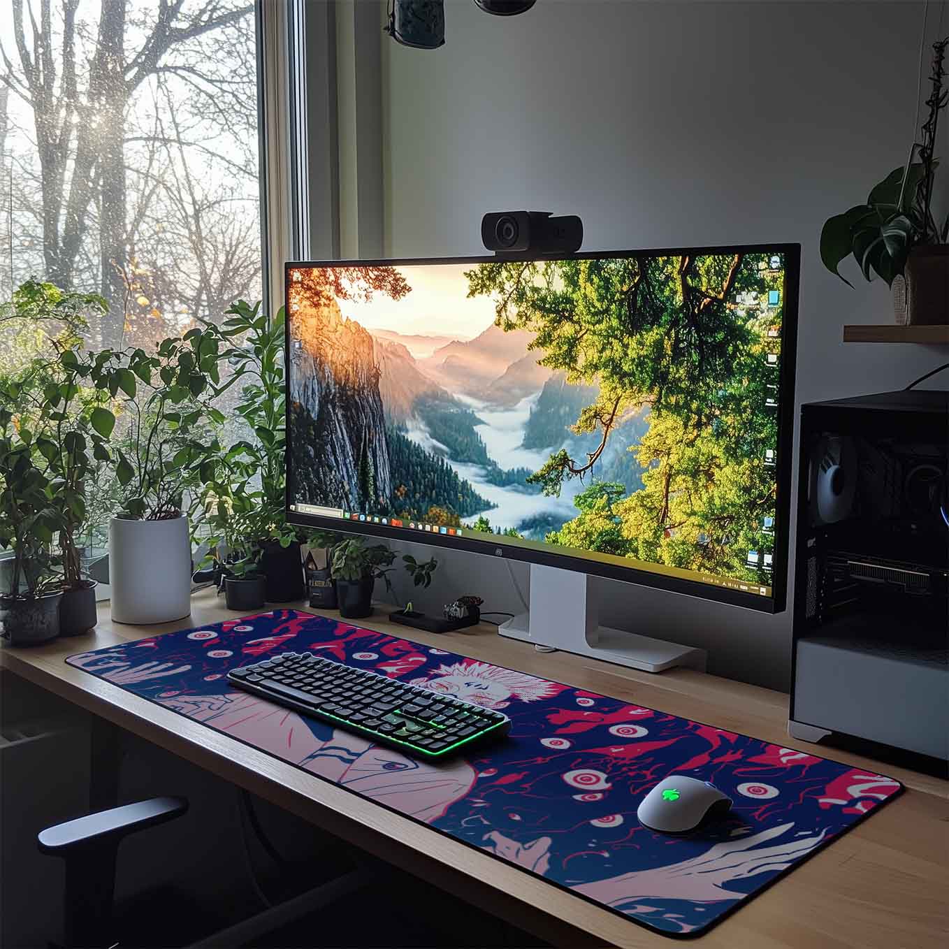 Sukuna Jujutsu Kaisen XXXL Deskpad – 36x14 Inches Extra Large Mouse Pad with Non-Slip Rubber base, Stitched Edges, Waterproof Surface – Ideal for Gaming and Office Desk