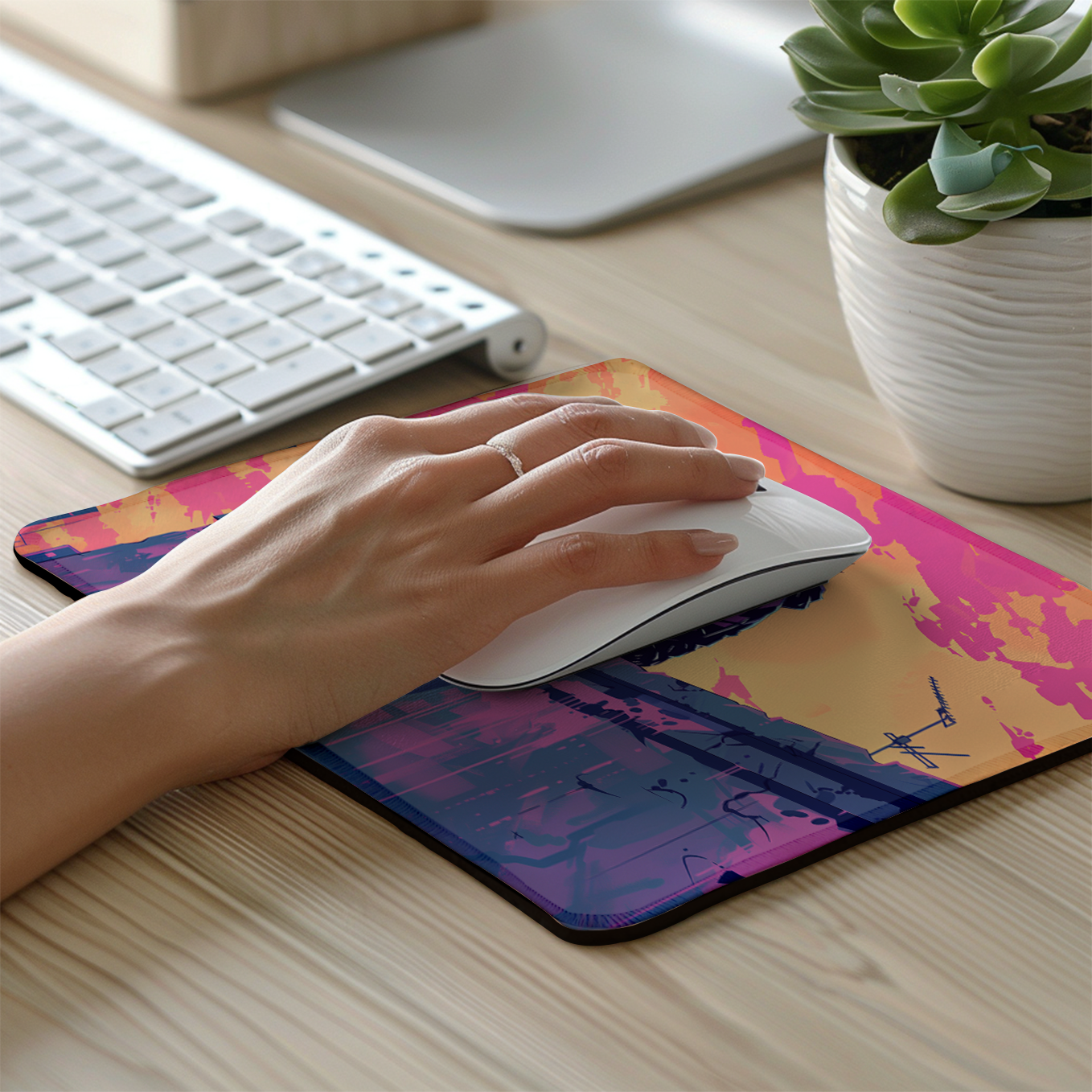 Skyline Dreams – Set of 2 Stitched Anime Theme Gaming Mouse Pads with Anti-Slip Rubber Base and Waterproof Surface