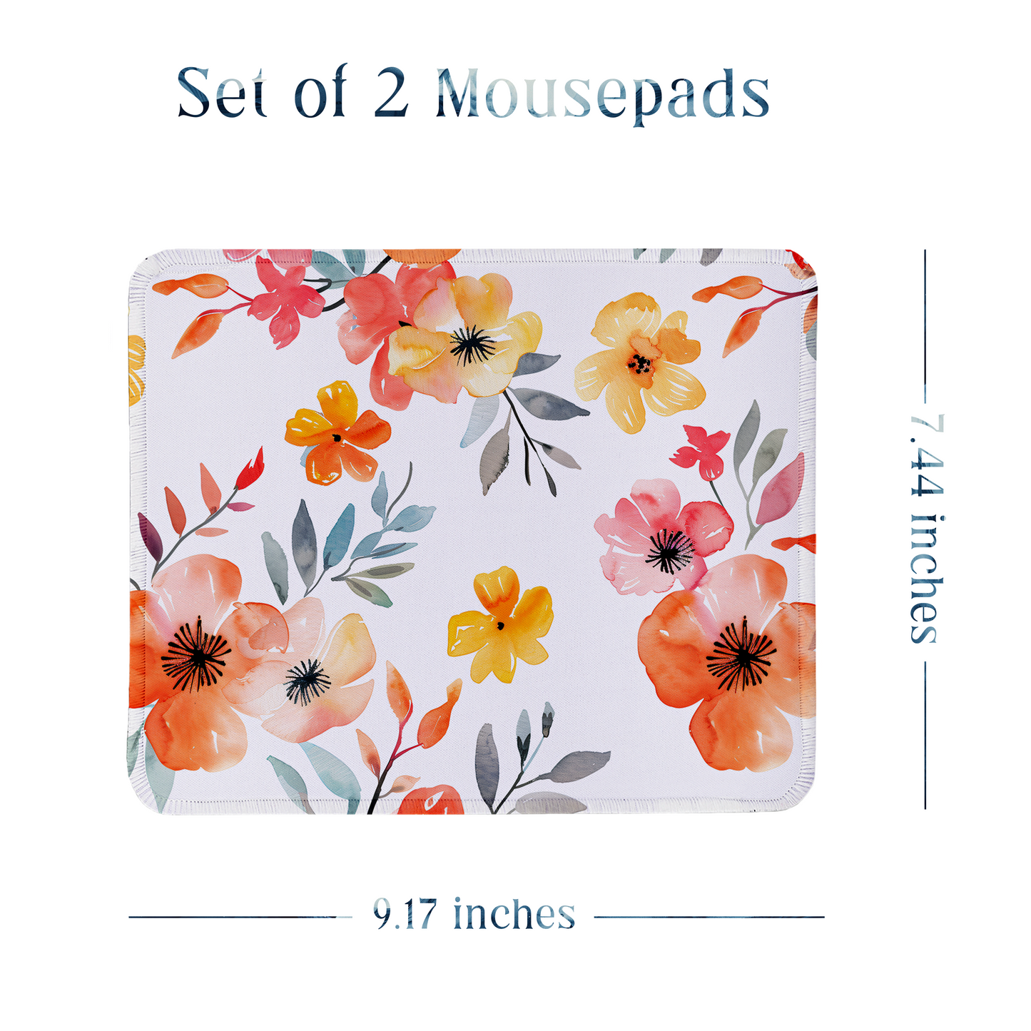 Bright Garden Bloom – Set of 2 Stitched Gaming Mouse Pads with Anti-Slip Rubber Base and Waterproof Surface
