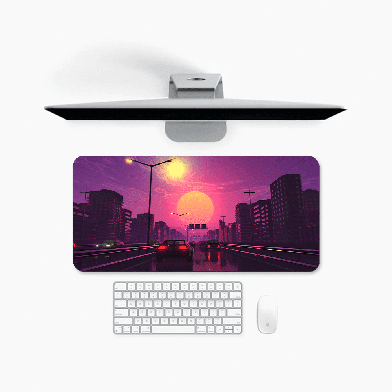 Retro City Super Sports Digital Art Mouse Pad - 23.6 x 11 Inches Desk Pad - Gaming and Workstation Mat for Car Enthusiasts - Non-Slip Rubber Base - Smooth Surface for Precise Control