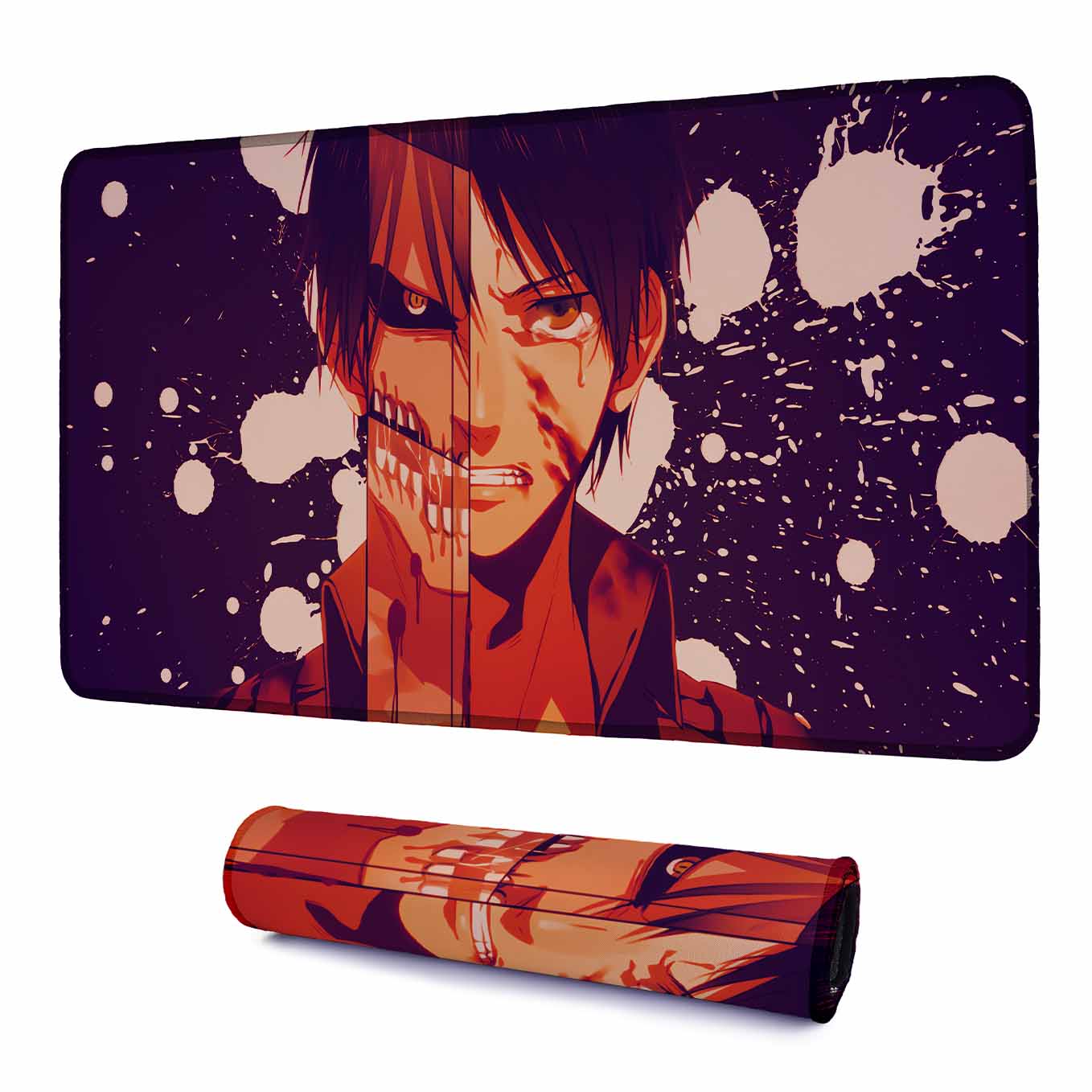 Attack on Titan Mouse Pad - 23.6 x 11 Inches Desk Pad - Gaming and Workstation Mat for Eren Attack Titan Survery Corps Fans - Non-Slip Rubber Base - Smooth Surface for Precise Control