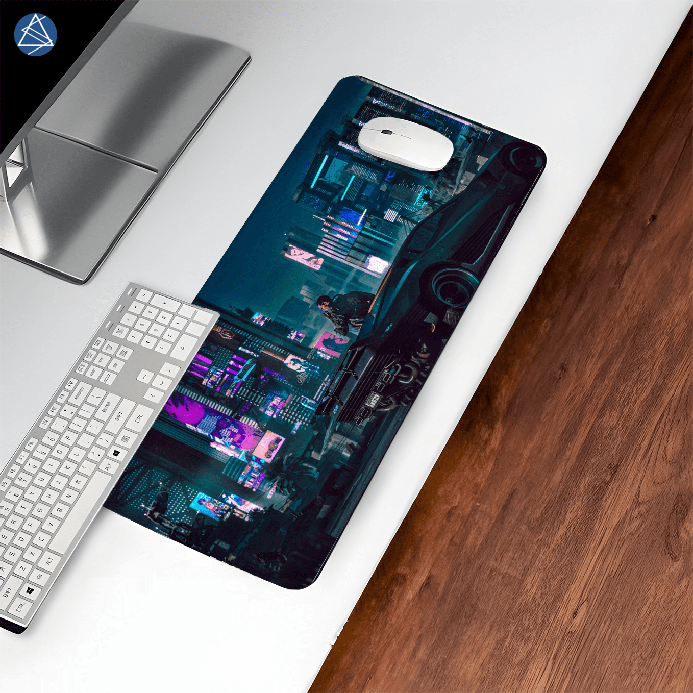 Cyberpunk 2077 Digital Art Mouse Pad - 23.6 x 11 Inches Desk Pad - Gaming and Workstation Mat for Open World Games Enthusiasts - Non-Slip Rubber Base - Smooth Surface for Precise Control
