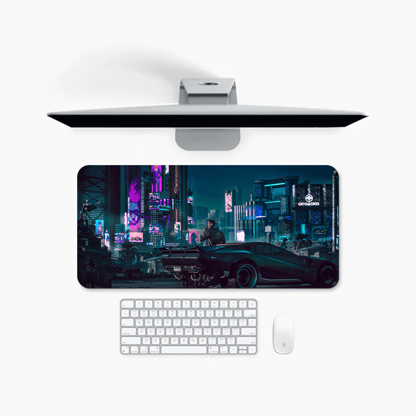Cyberpunk 2077 Digital Art Mouse Pad - 23.6 x 11 Inches Desk Pad - Gaming and Workstation Mat for Open World Games Enthusiasts - Non-Slip Rubber Base - Smooth Surface for Precise Control