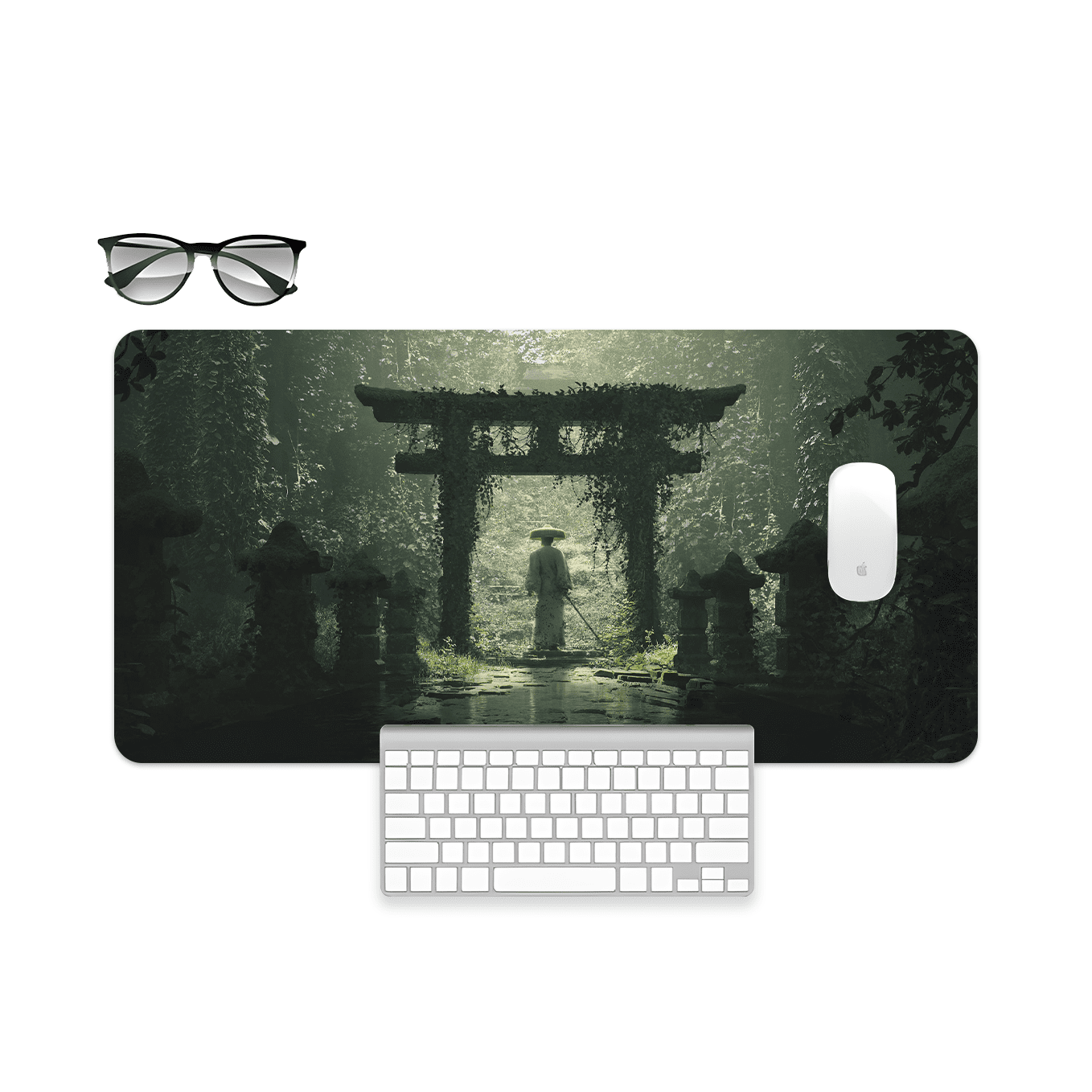 A Long Way to Greatness Art Mouse Pad - 23.6 x 11 Inches Desk Pad - Gaming and Workstation Mat for Samurai Fans - Non-Slip Rubber Base - Smooth Surface for Precise Control