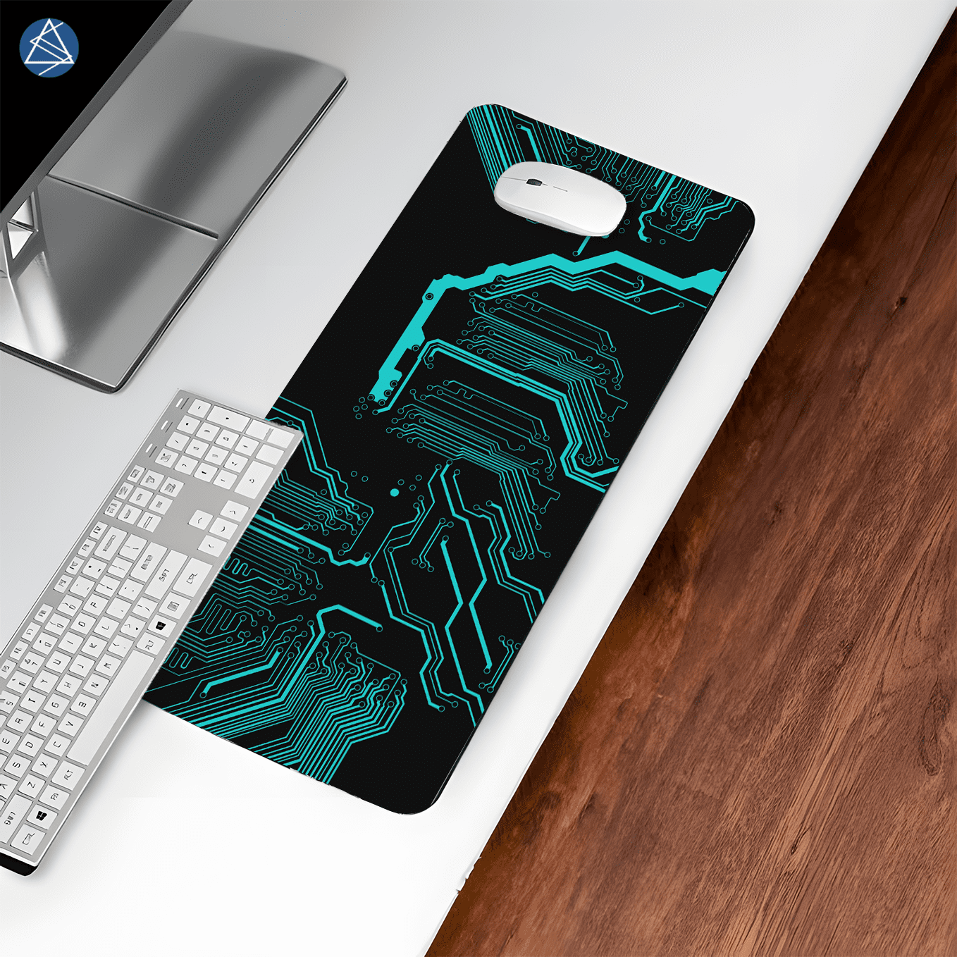 Neon Digital Circuit Board Art Mouse Pad - 23.6 x 11 Inches Desk Pad - Gaming and Workstation Mat for Technology Art Fans - Non-Slip Rubber Base - Smooth Surface for Precise Control
