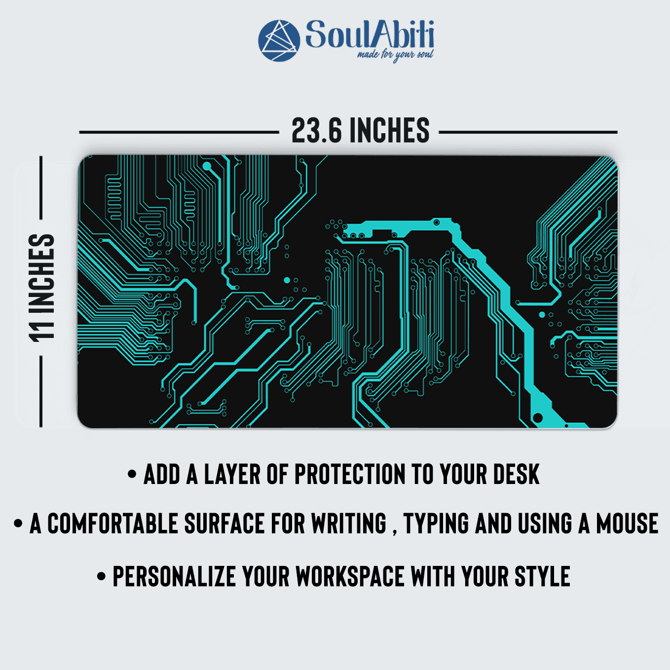 Neon Digital Circuit Board Art Mouse Pad - 23.6 x 11 Inches Desk Pad - Gaming and Workstation Mat for Technology Art Fans - Non-Slip Rubber Base - Smooth Surface for Precise Control