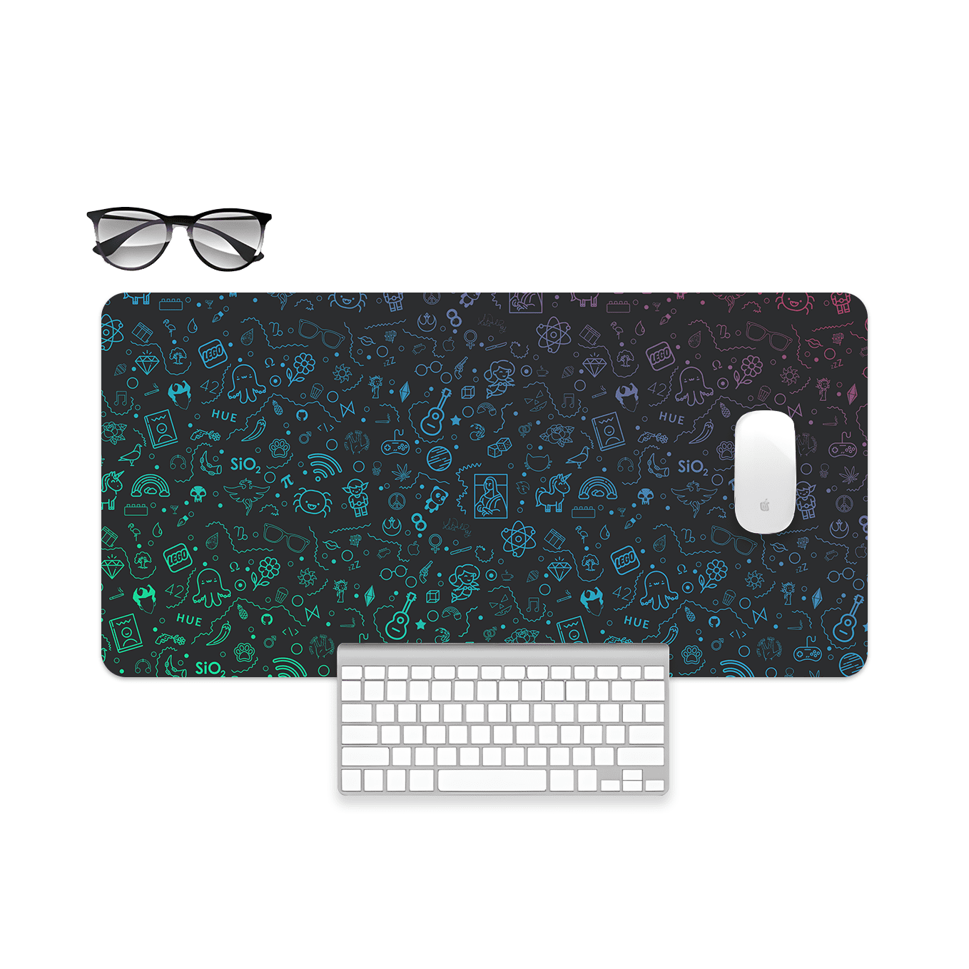 Abstract Clutter Artwork Mouse Pad - 23.6 x 11 Inches Desk Pad - Gaming and Workstation Mat for Digital Art Fans - Non-Slip Rubber Base - Smooth Surface for Precise Control