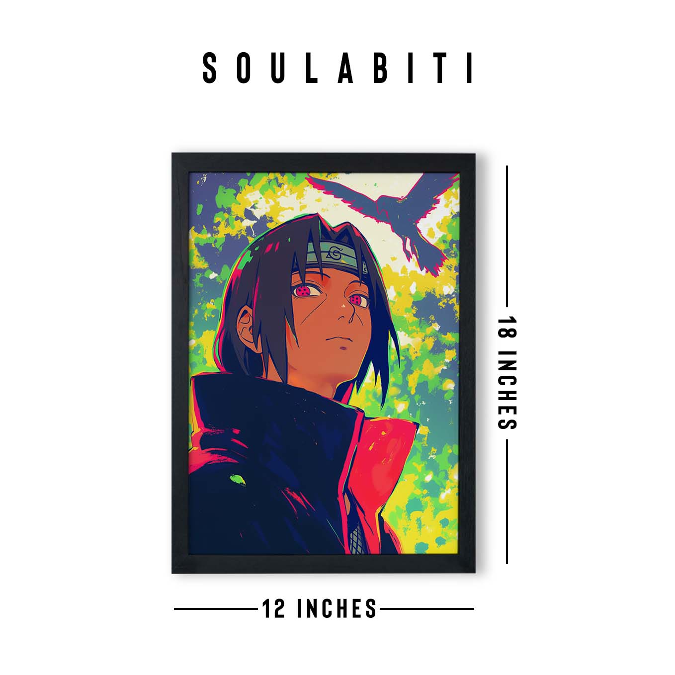 Itachi Uchiha Sharingan Ninja Poster art framed 12x18-Inch, Plexi-Glass