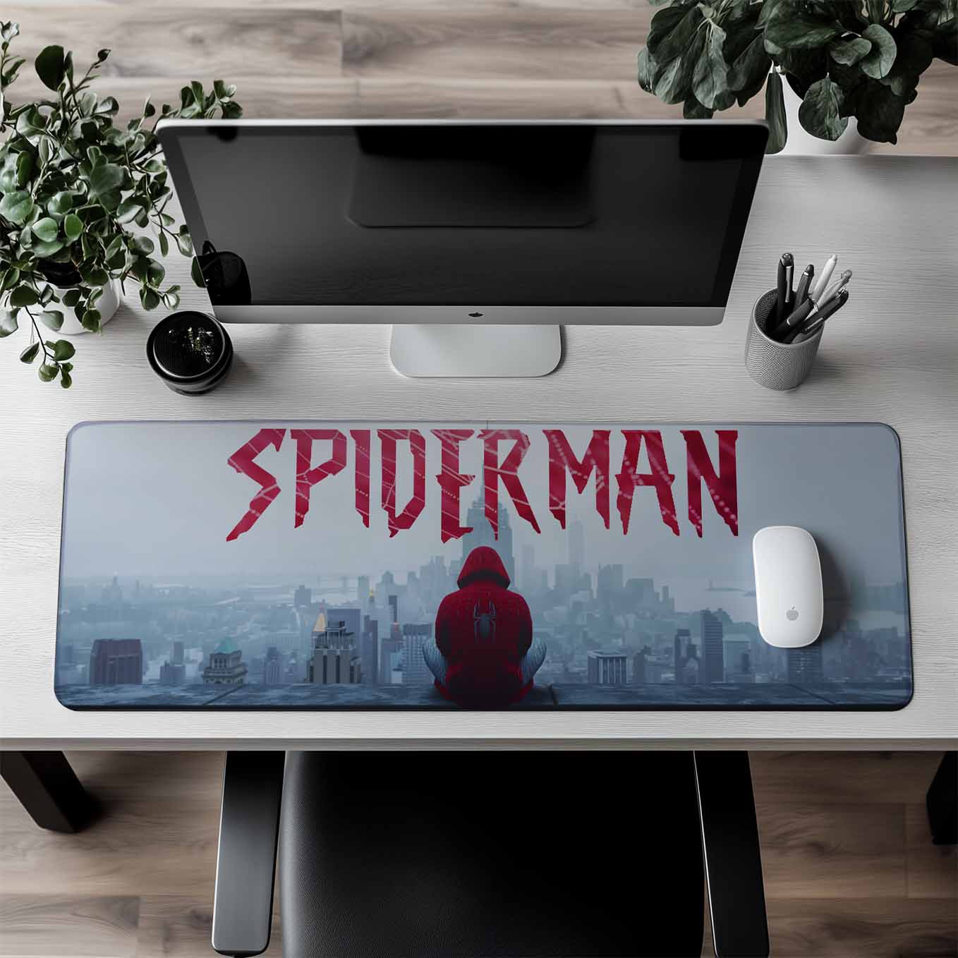 Spiderman XXXL Deskpad – 36x14 Inches Extra Large Mouse Pad with Non-Slip Rubber base, Stitched Edges, Waterproof Surface – Ideal for Gaming and Office Desk