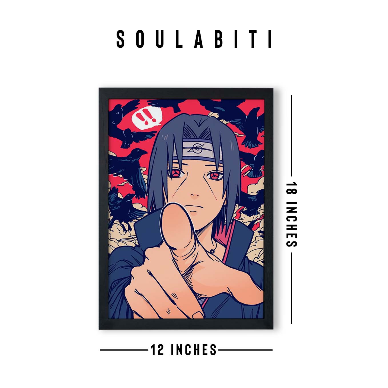 Itachi Uchiha Leaf Village Ninja Poster art framed 12x18-Inch, Plexi-Glass