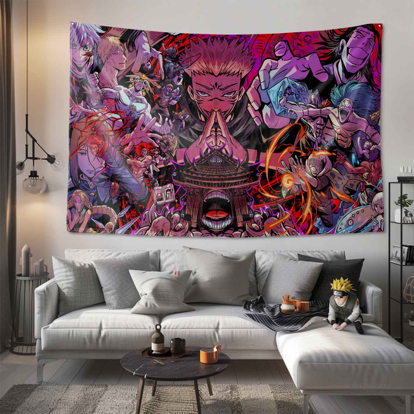 Jujutsu Kaisen Anime Tapestry Wall Hanging – Vivid Shibuya incident Tapestries for Bedroom Living Room (73x39 inch) Premium Polyester Fabric