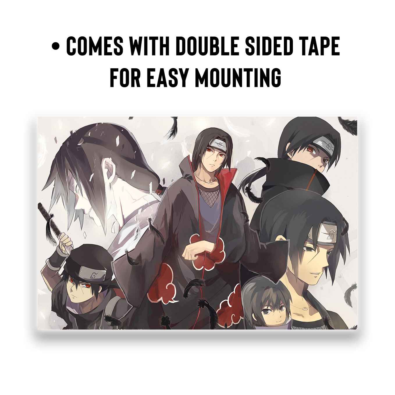 Naruto Itachi Uchiha and Sasuke story set of 10 Landscape (12x18-inches, 350 GSM) Comes with double sided tape