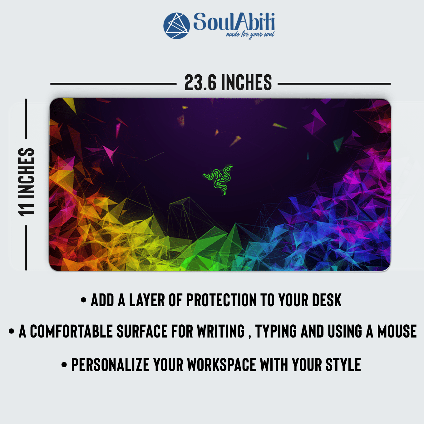 Neon Textured Art Mouse Pad - 23.6 x 11 Inches Desk Pad - Gaming and Workstation Mat for Art Fans - Non-Slip Rubber Base - Smooth Surface for Precise Control