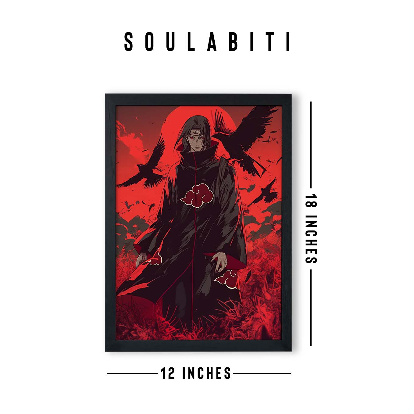 Itachi Uchiha Akatsuki Poster art framed 12x18-Inch, Plexi-Glass
