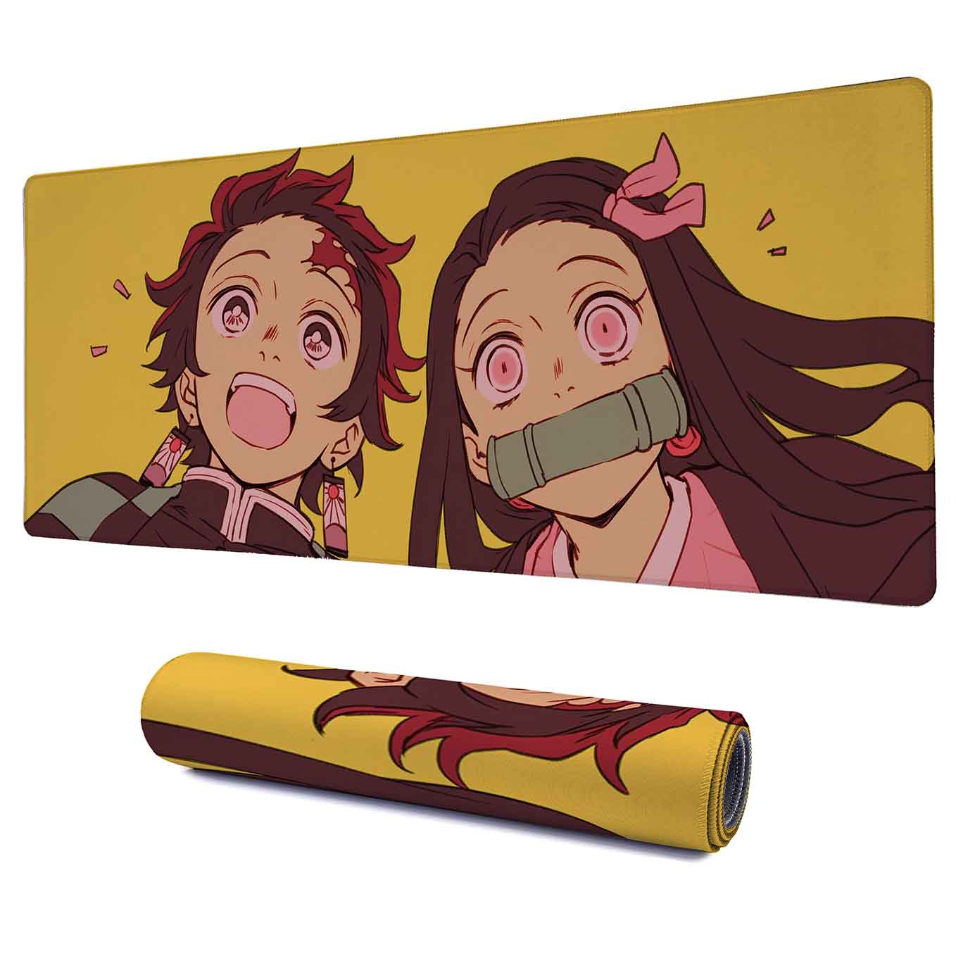 Tanjiro Nezuko XXXL Deskpad – 36x14 Inches Extra Large Mouse Pad with Non-Slip Rubber base, Stitched Edges, Waterproof Surface – Ideal for Gaming and Office Desk