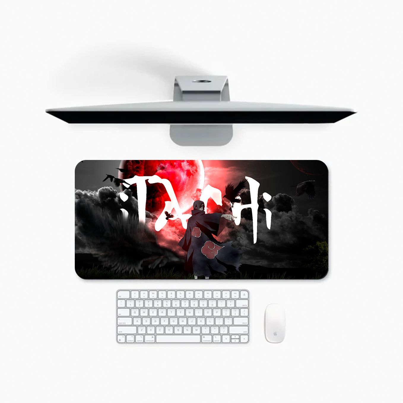 Naruto Akatsuki Itachi Uchiha Mouse Pad - 23.6 x 11 Inches Desk Pad - Gaming and Workstation Mat - Non-Slip Rubber Base - Smooth Surface for Precise Control