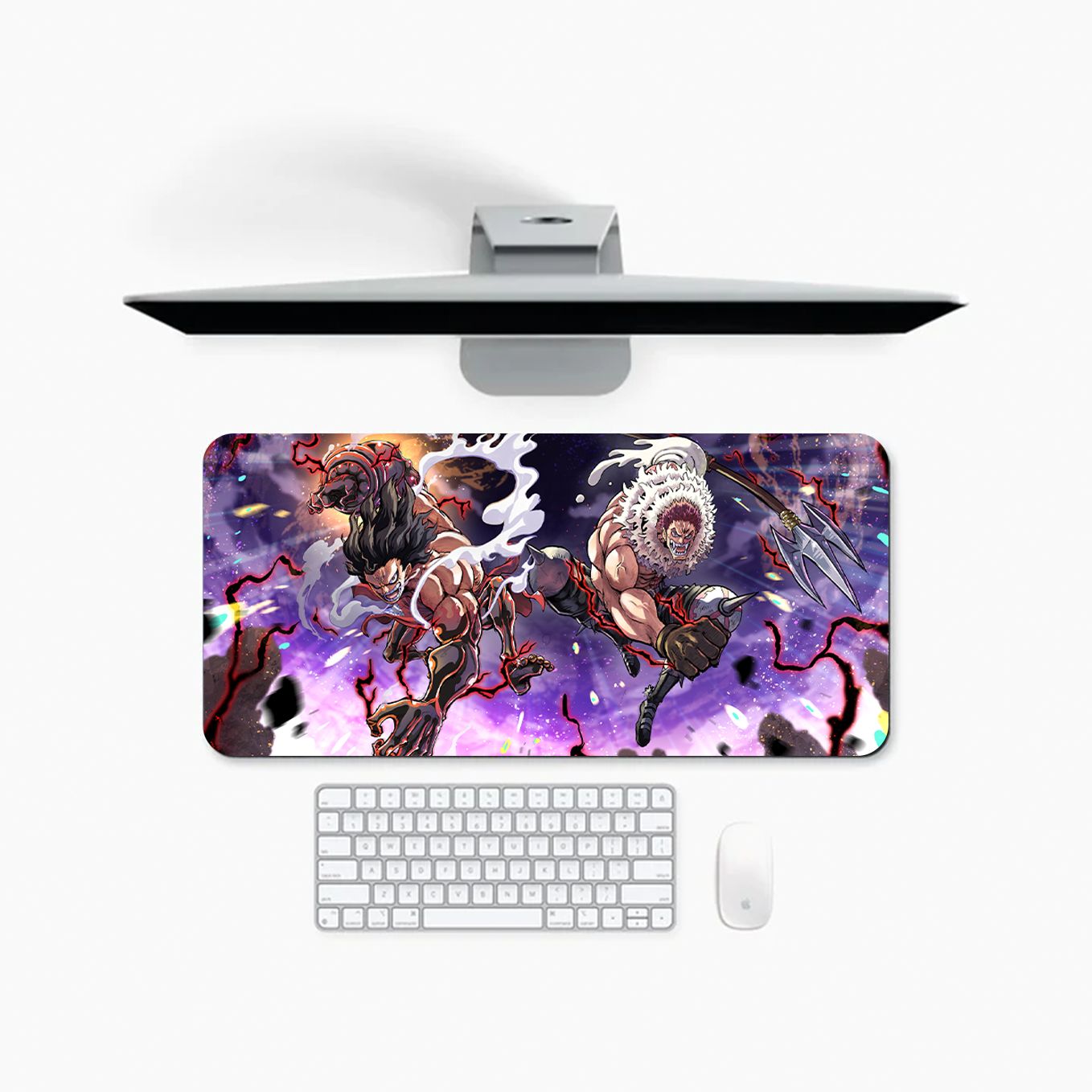 One Piece Luffy VS Katakuri Mouse Pad - 23.6 x 11 Inches Desk Pad - Gaming and Workstation Mat for Snake Man Fans - Non-Slip Rubber Base - Smooth Surface for Precise Control