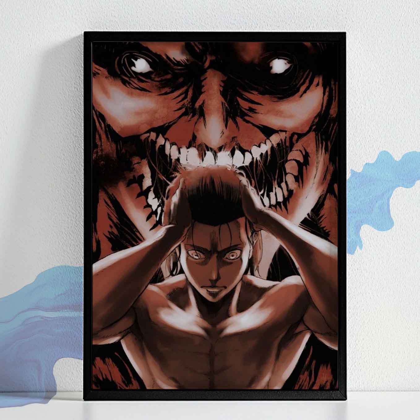 Attack on Titan Eren Yeager - Rise Poster anime framed (13x19-Inch, Plexi-Glass, Textured Frame)