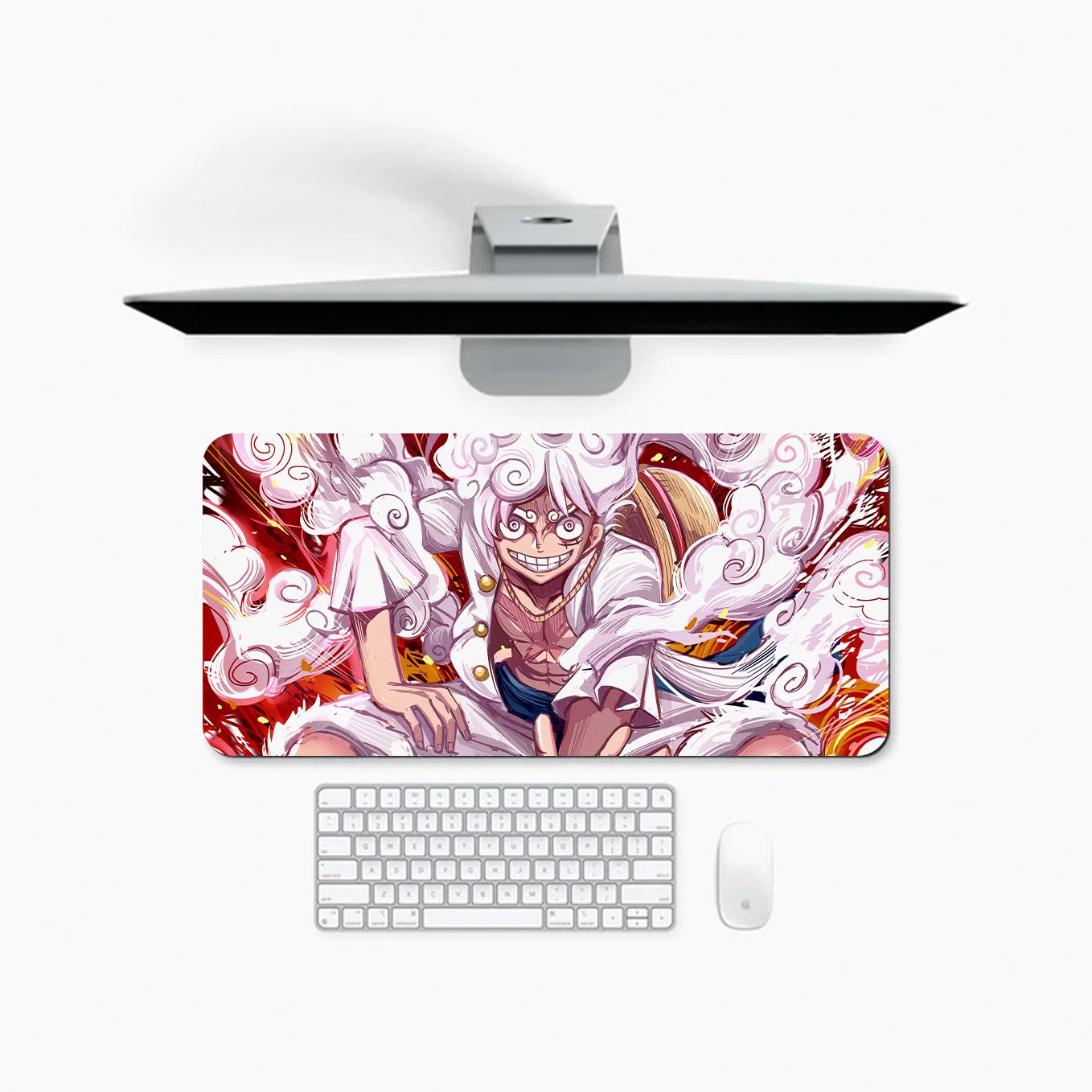 One Piece Mouse Pad - 23.6 x 11 Inches Desk Pad - Gaming and Workstation Mat for Monkey D. Luffy Gear 5 Fans - Non-Slip Rubber Base - Smooth Surface for Precise Control