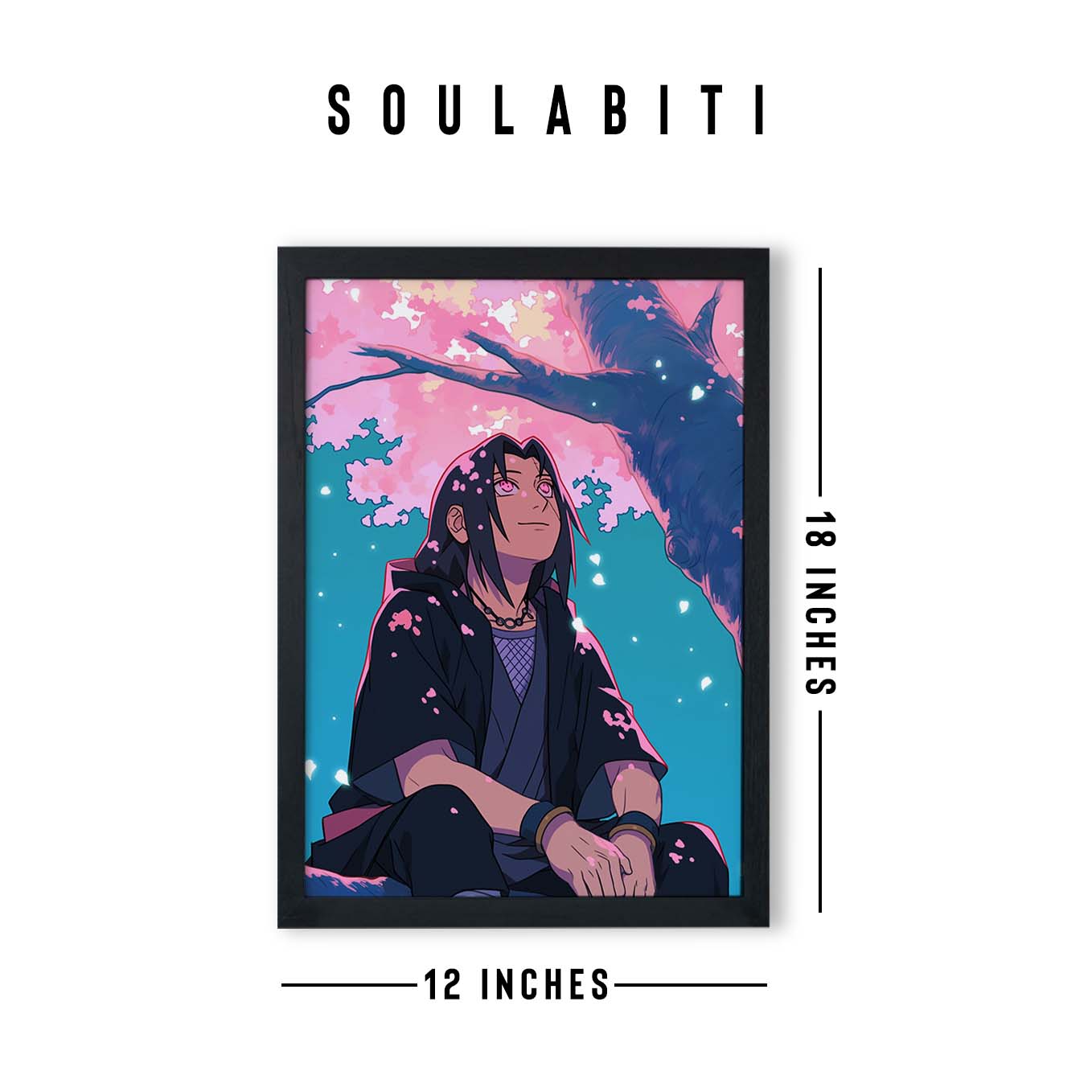 Itachi Uchiha Cherry Blossom Poster art framed 12x18-Inch, Plexi-Glass