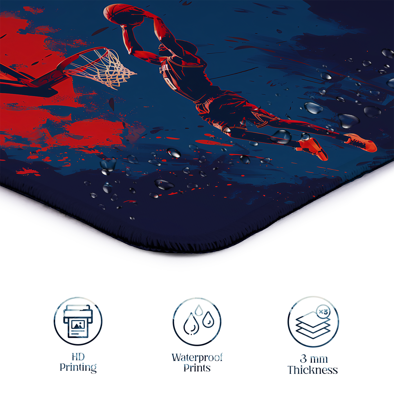 Dunk Master – Set of 2 Stitched Gaming Mouse Pads with Anti-Slip Rubber Base and Waterproof Surface